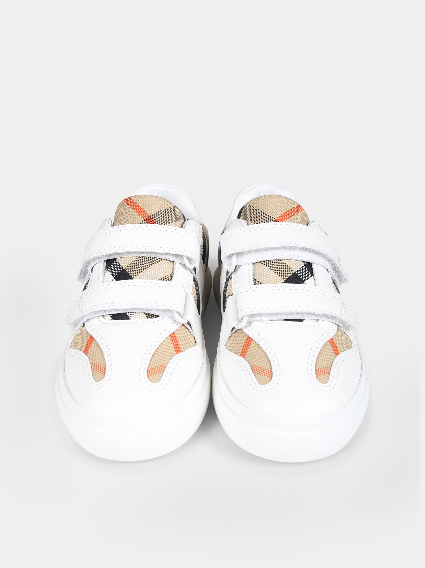 Sneakers bianche per bambini con check vintage,Burberry Kids,8089231 B9368