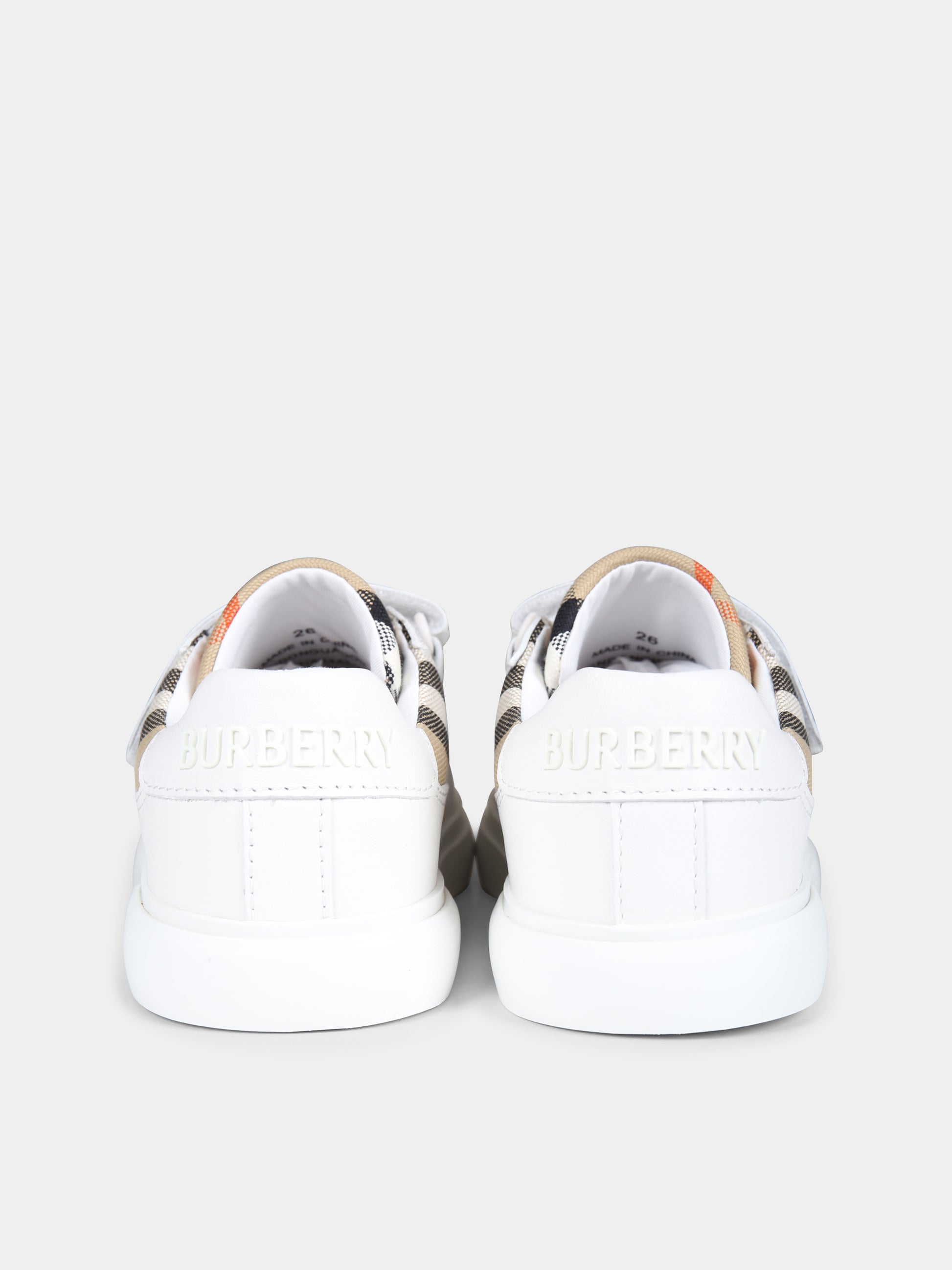Sneakers bianche per bambini con check vintage,Burberry Kids,8089231 B9368