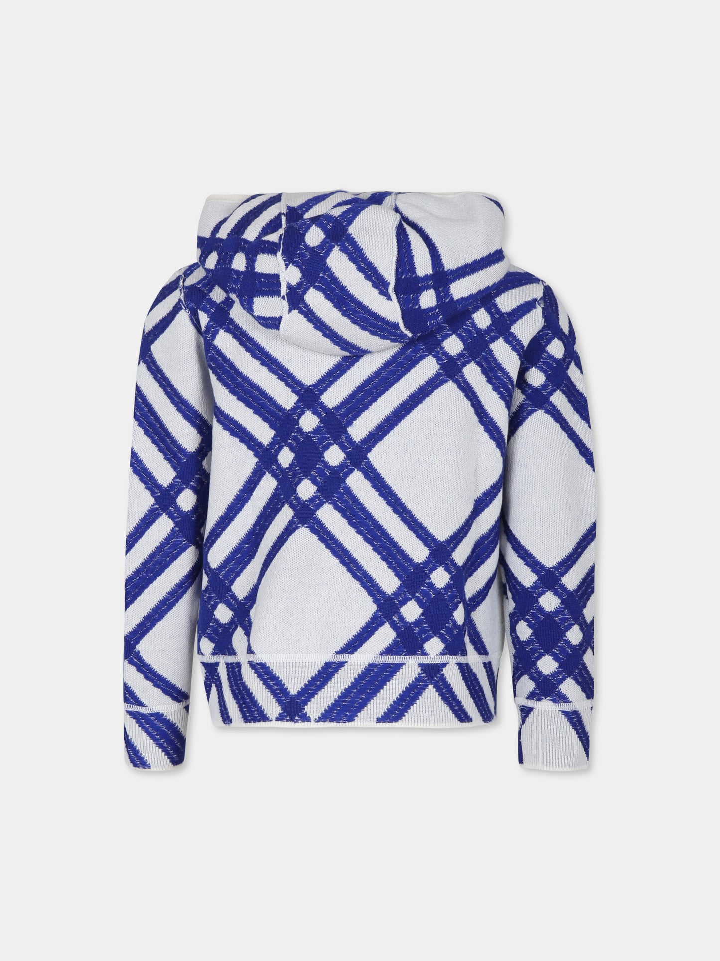 Felpa binaca per bambini con check,Burberry Kids,8093228 B7462