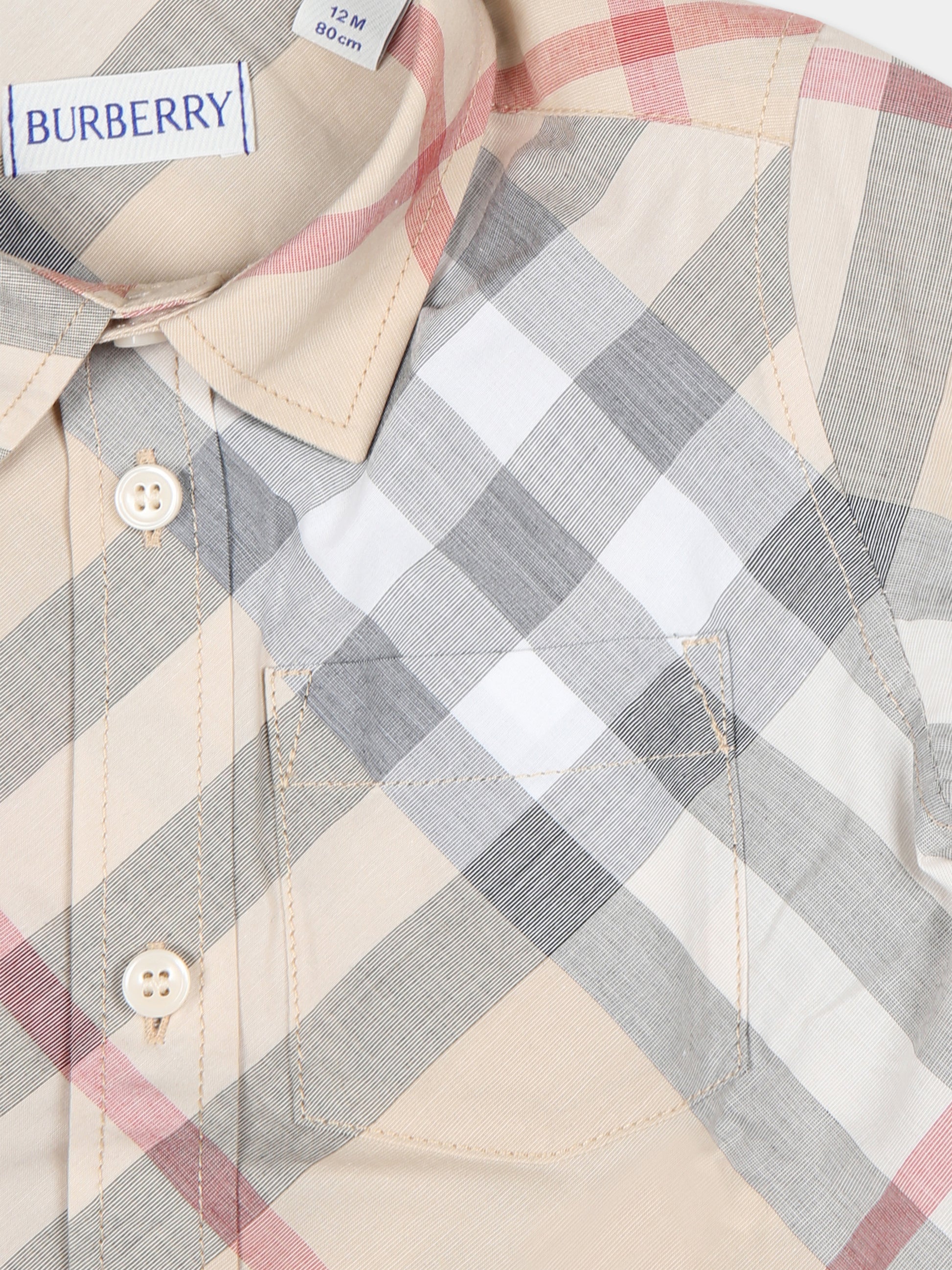 Camicia beige per neonato con check vintage,Burberry Kids,8092354 A2205