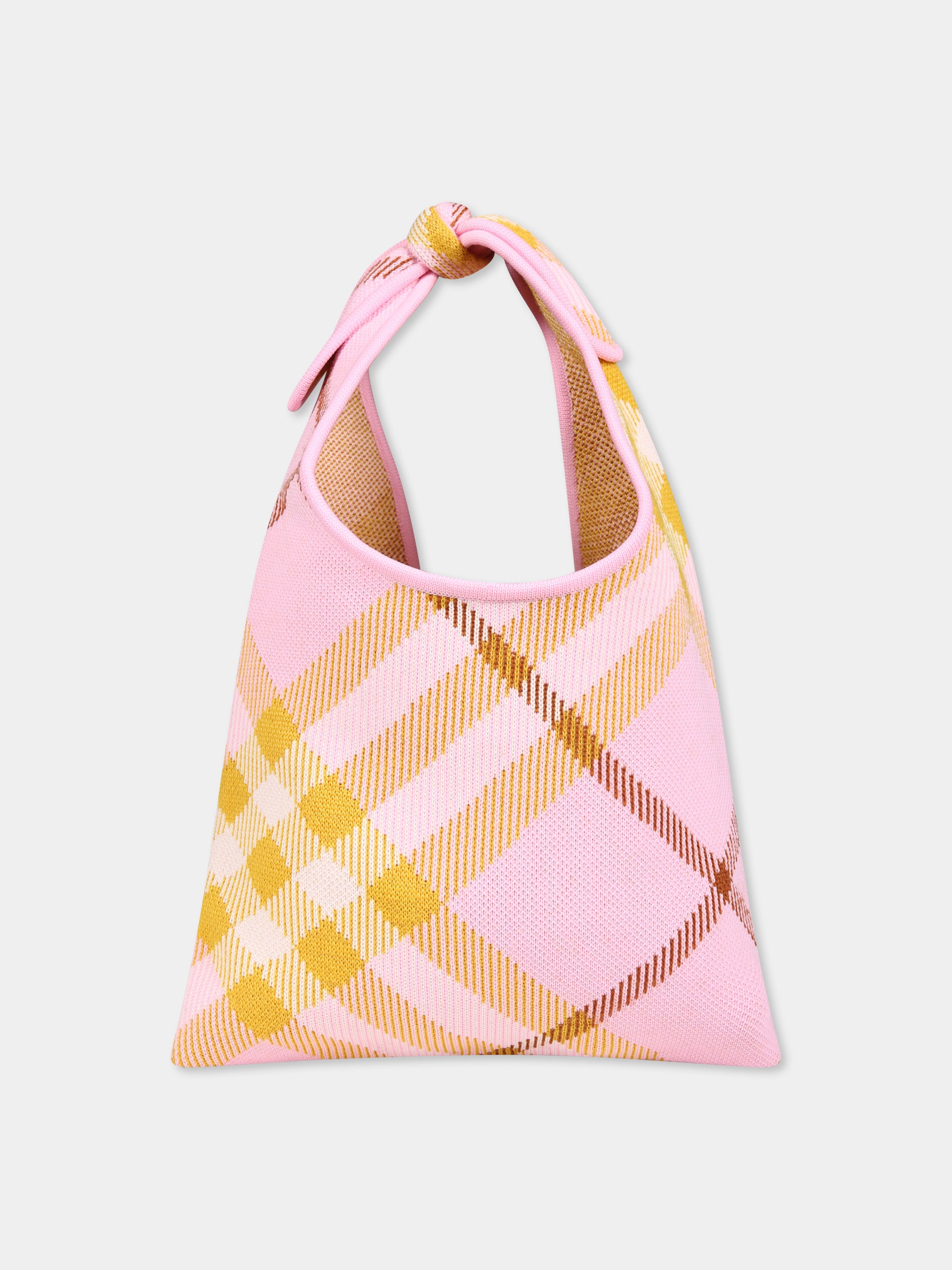 Borsa rosa per bambina con check vintage,Burberry Kids,8089435 A2216