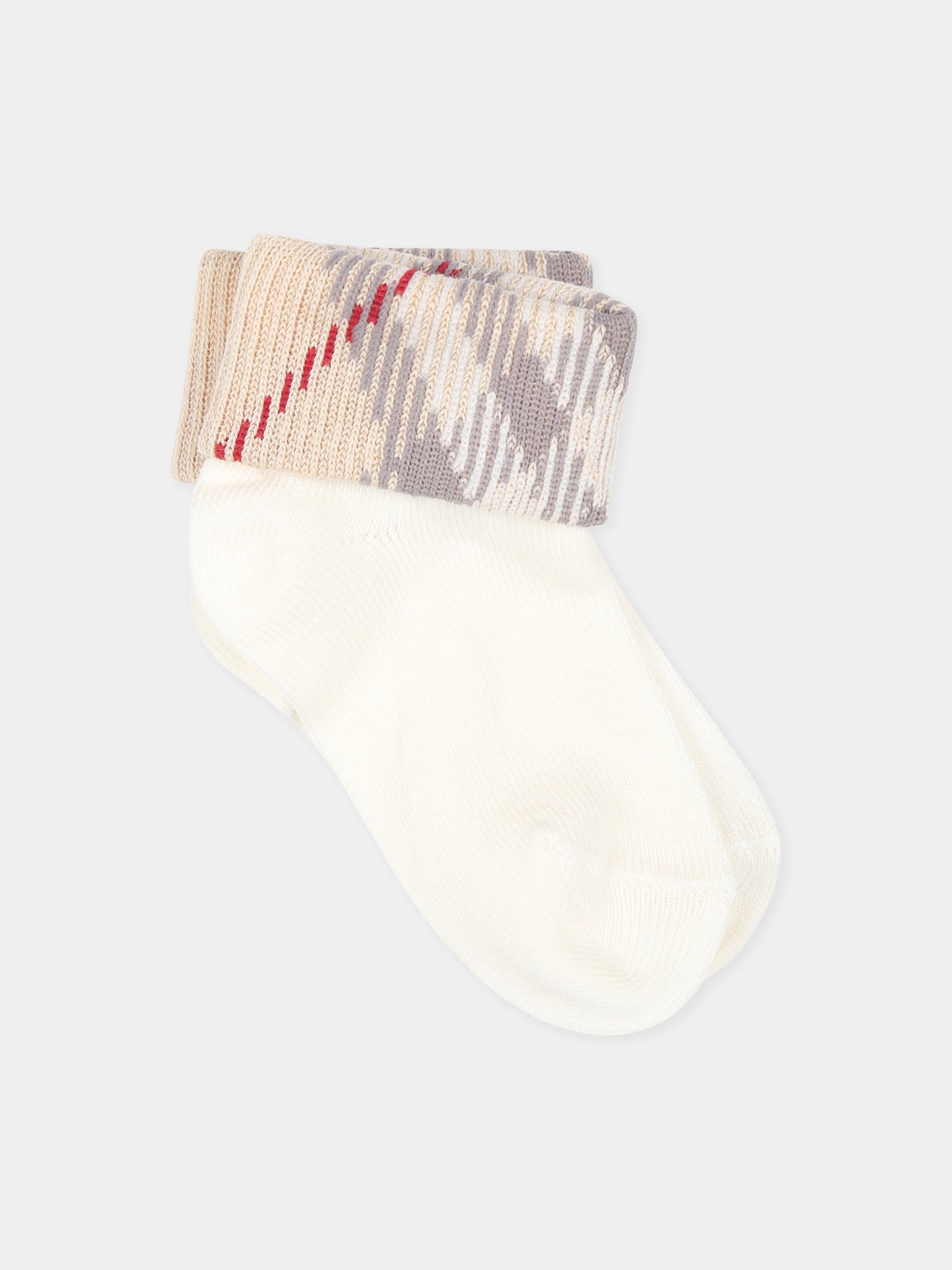 Set calzini avorio per neonati con check vinatge,Burberry Kids,8096368 A1464
