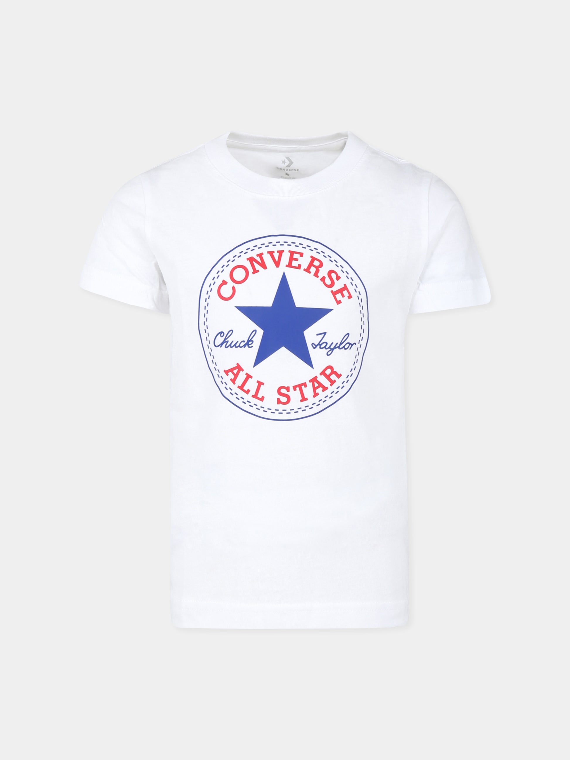 T-shirt bianca per bambini con logo,Converse,866500 001