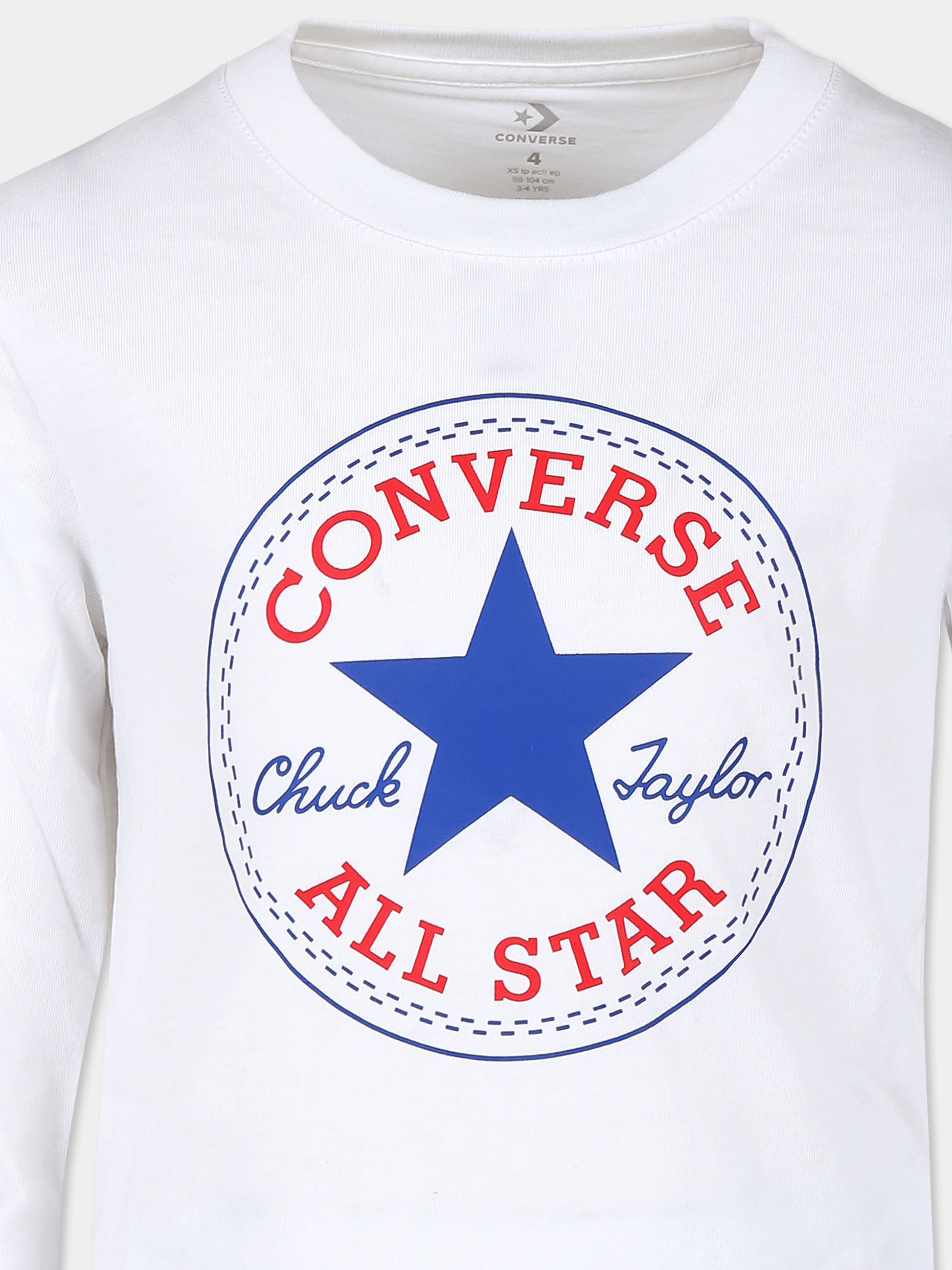 T-shirt bianca per bambini con logo,Converse,966243 001