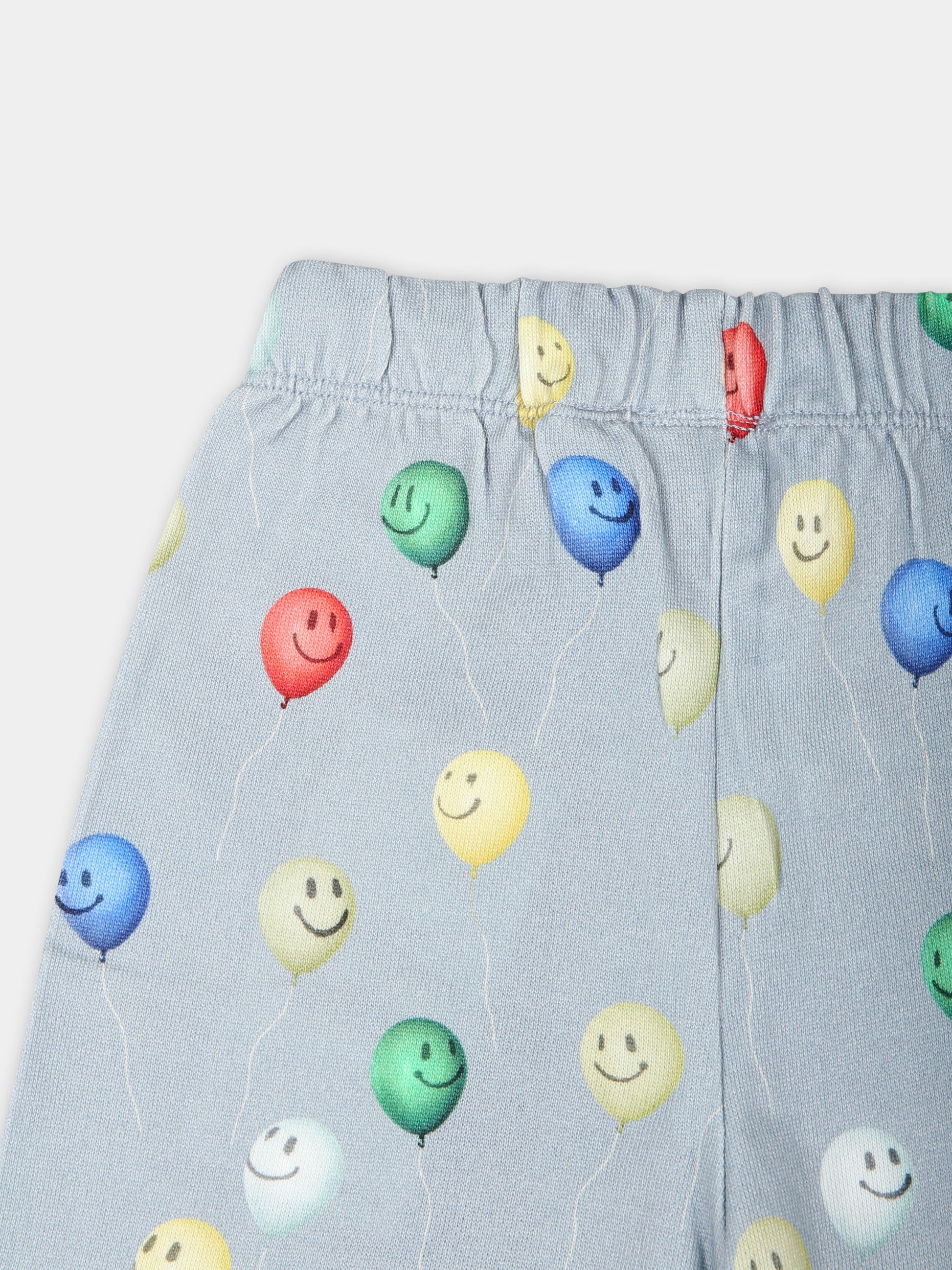 Pantaloni celesti per neonato con palloncini smile,Molo,6W24I203 9158