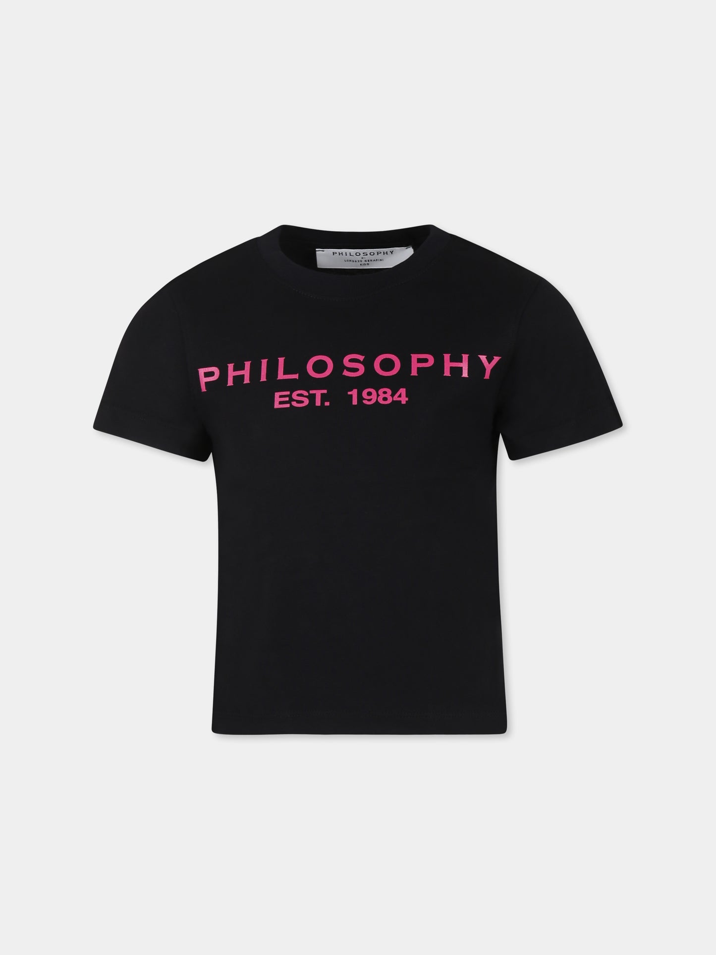 T-shirt nera per bambina con logo,Philosophy,PFTS021 0 JF054 D490