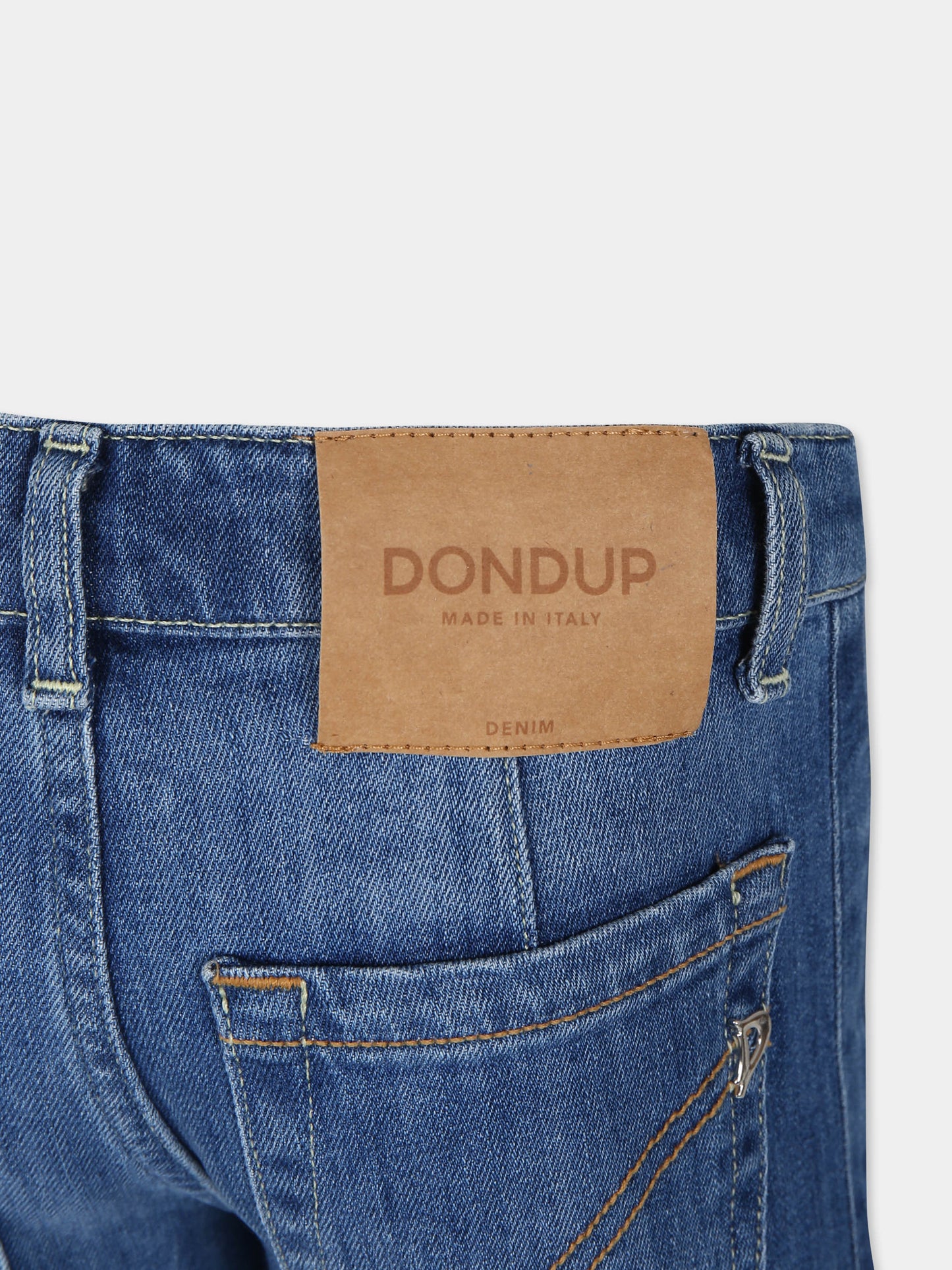 Jeans blu per bambina con logo,Dondup Kids,DFPA094 C DS040 4025