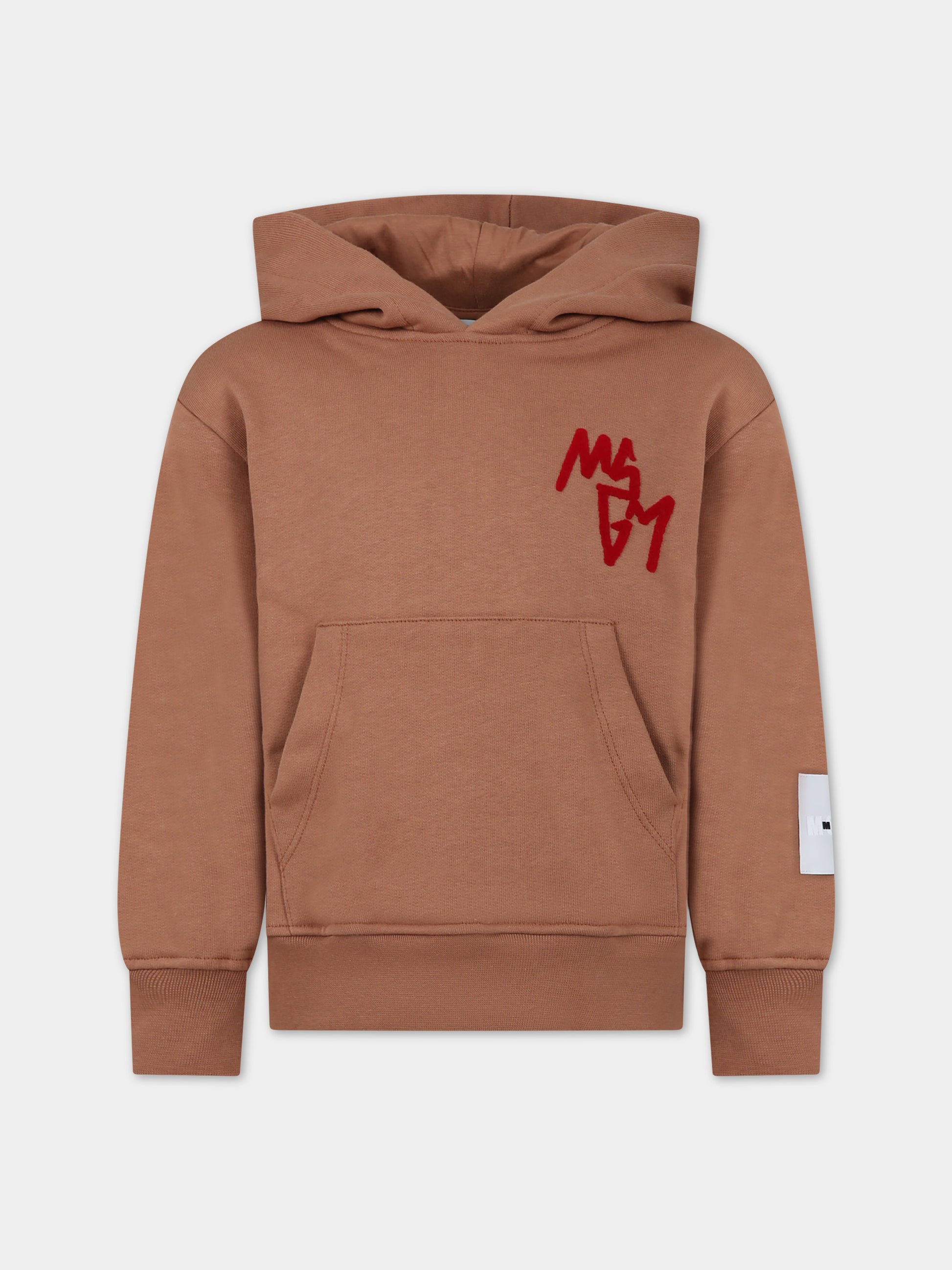 Felpa beige per bambino con logo,Msgm Kids,F3MSJBHS131 924