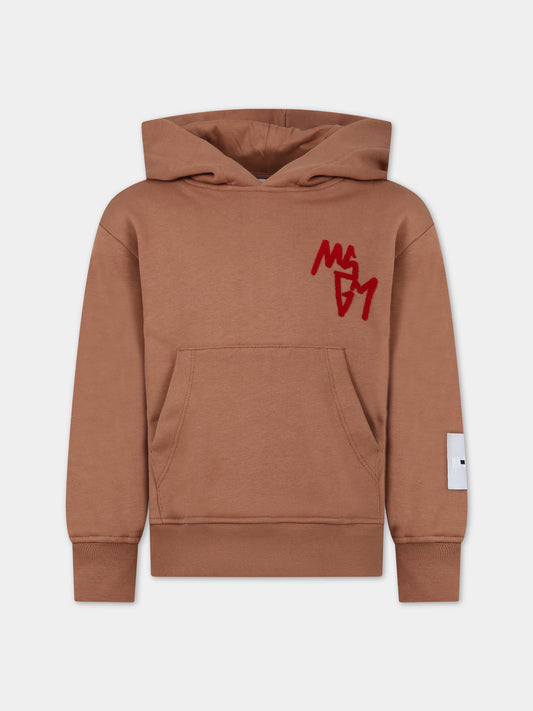Felpa beige per bambino con logo,Msgm Kids,F3MSJBHS131 924
