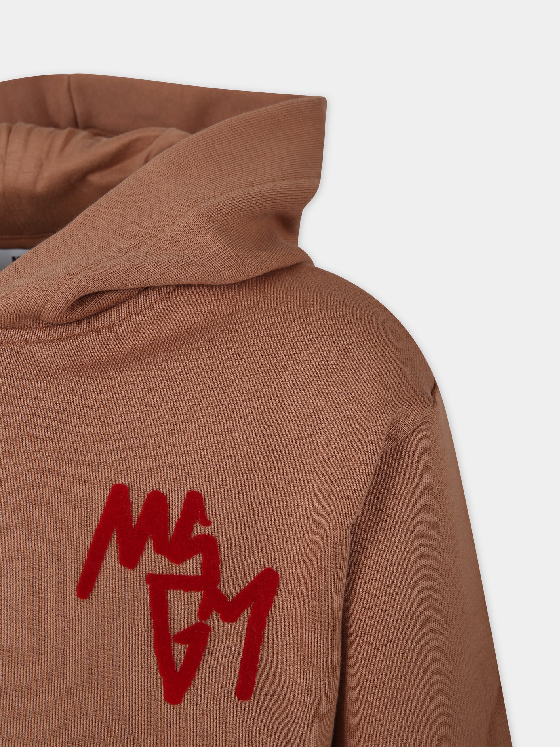 Felpa beige per bambino con logo,Msgm Kids,F3MSJBHS131 924