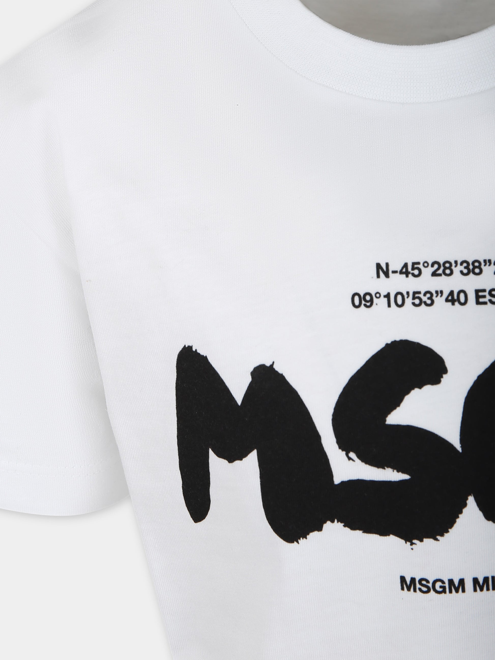 T-shirt bianca per bambino con logo,Msgm Kids,F3MSJBTH200 001