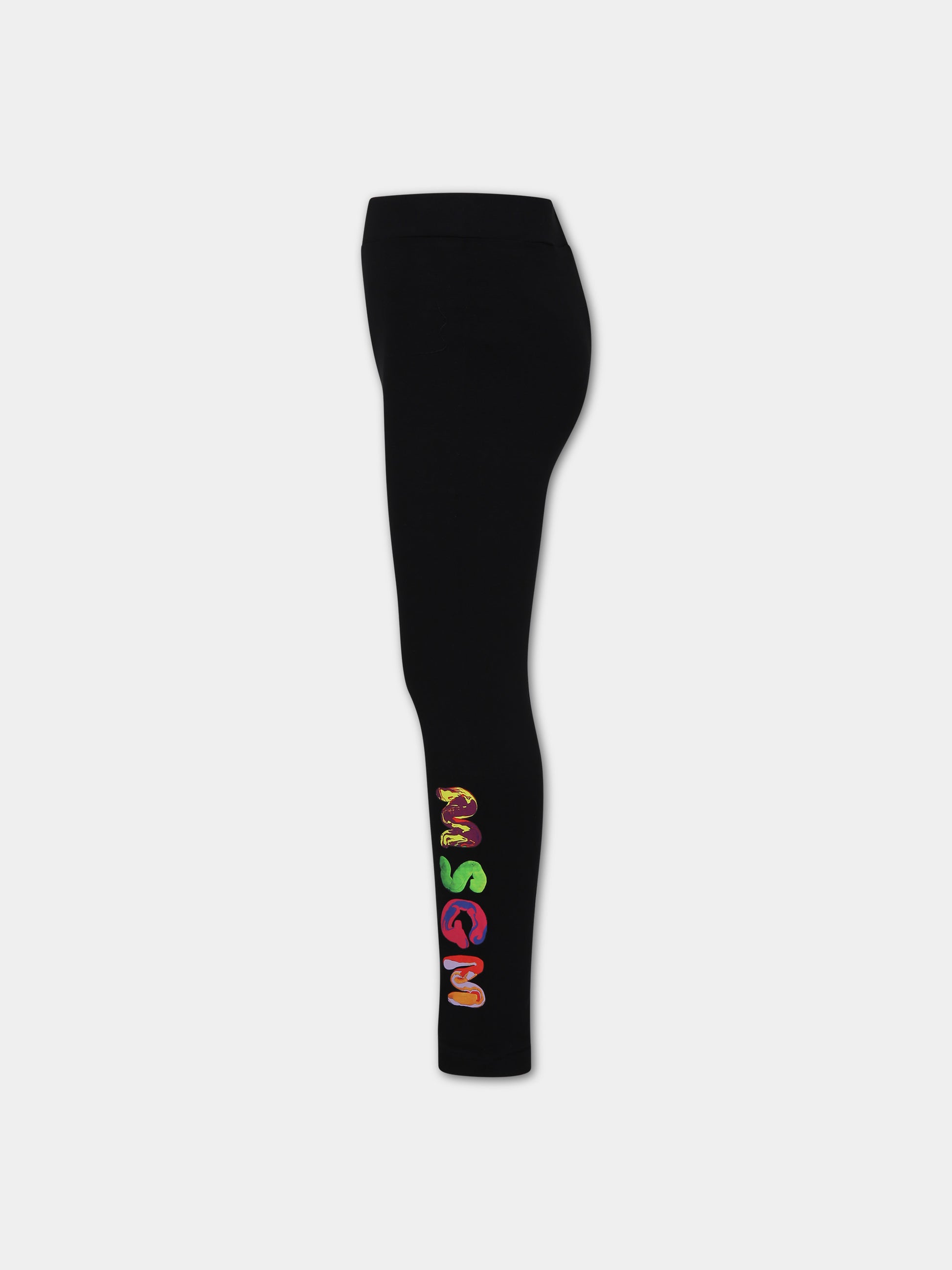 Leggings nero per bambina con logo multicolor,Msgm Kids,F3MSJGLG143 110
