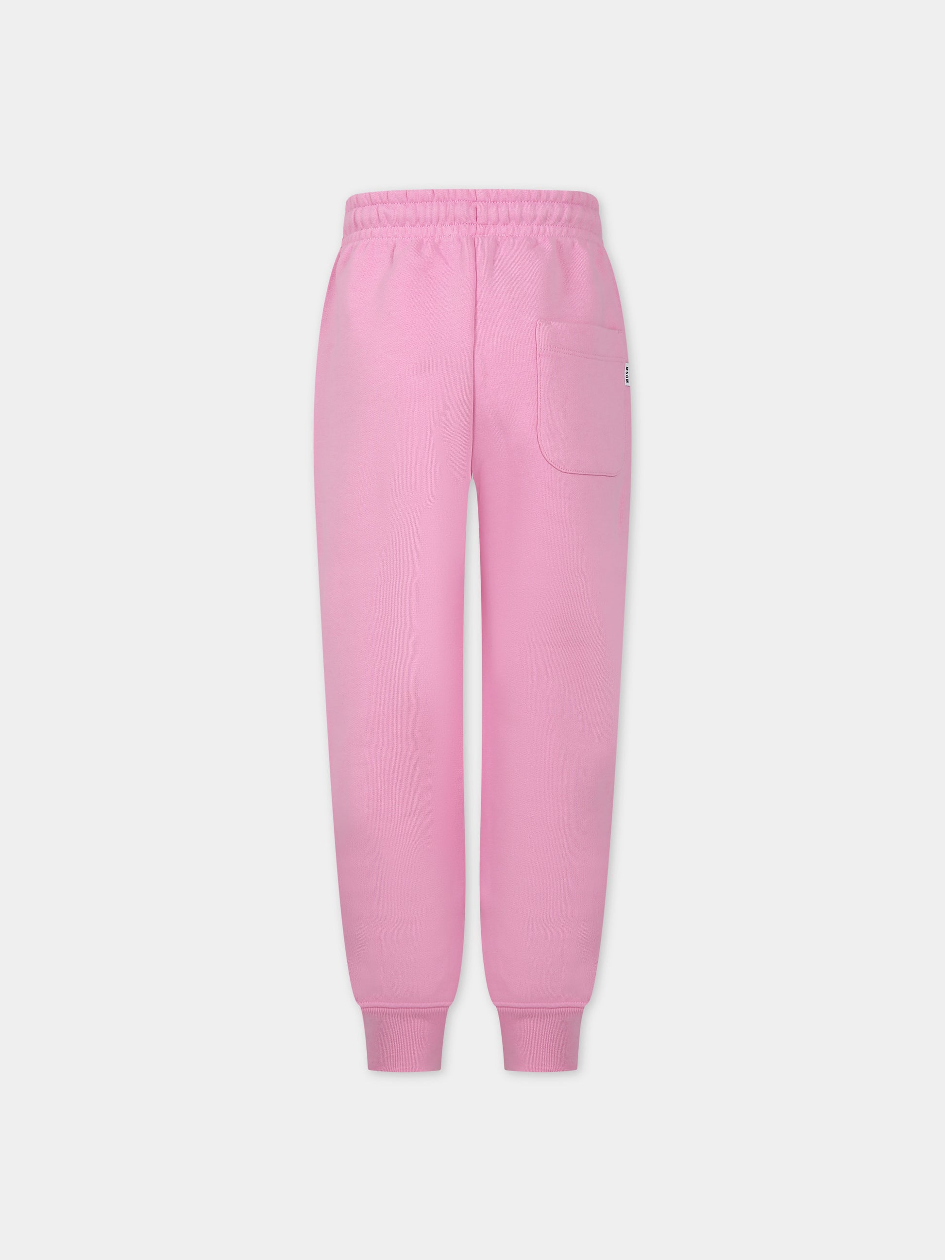 Pantaloni rosa per bambina con logo,Msgm Kids,F3MSJUFP025 042