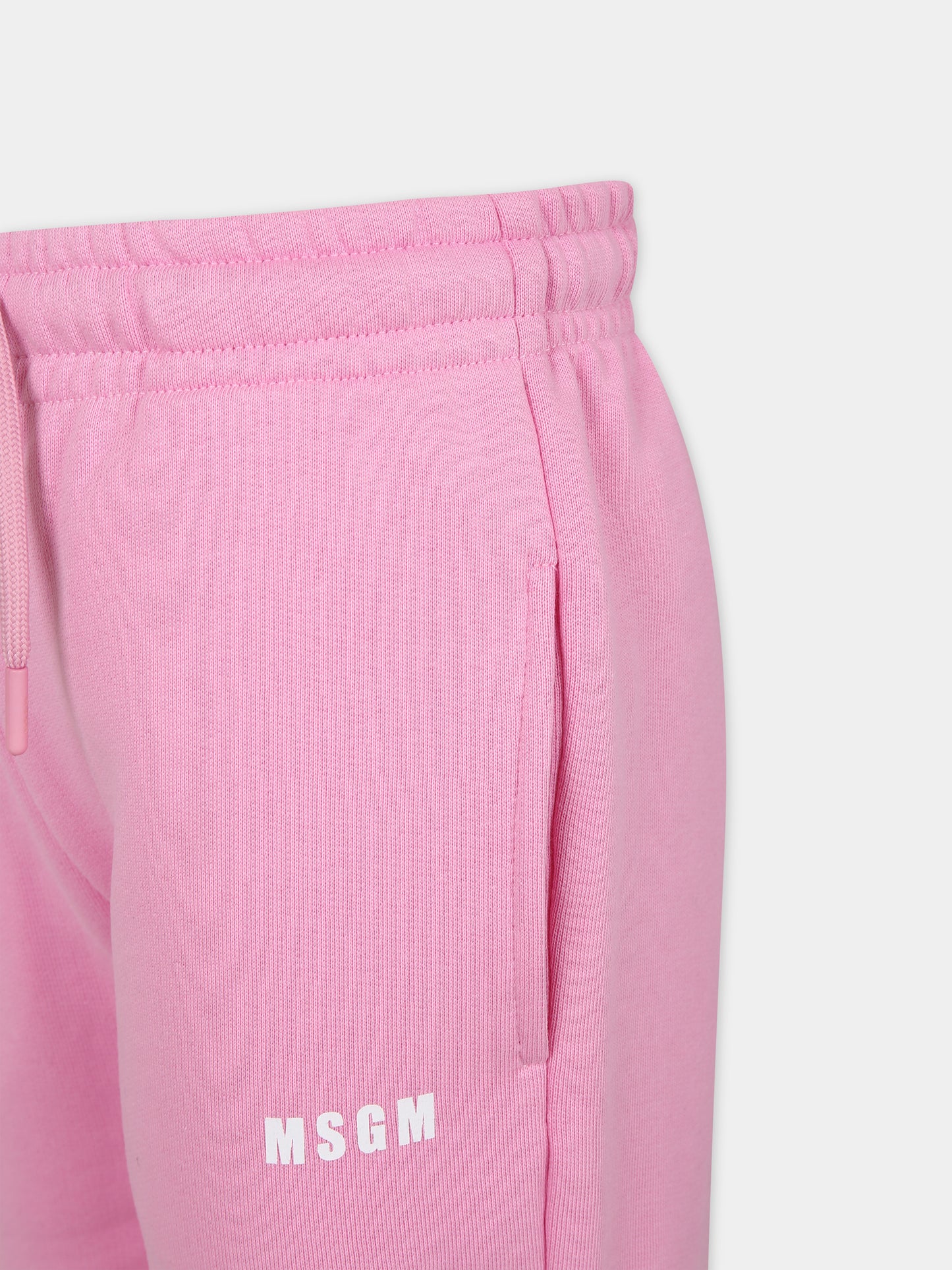 Pantaloni rosa per bambina con logo,Msgm Kids,F3MSJUFP025 042