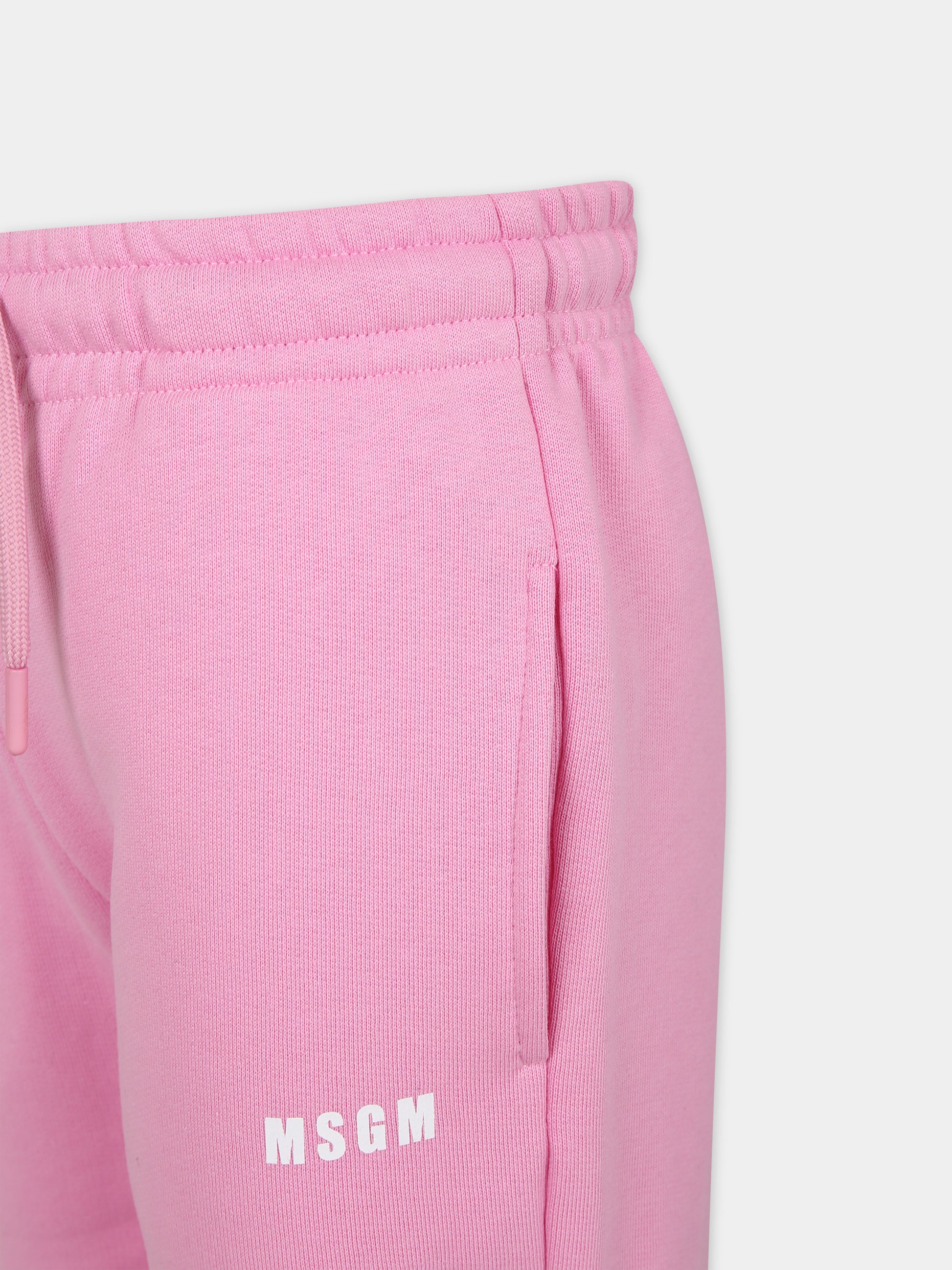 Pantaloni rosa per bambina con logo,Msgm Kids,F3MSJUFP025 042