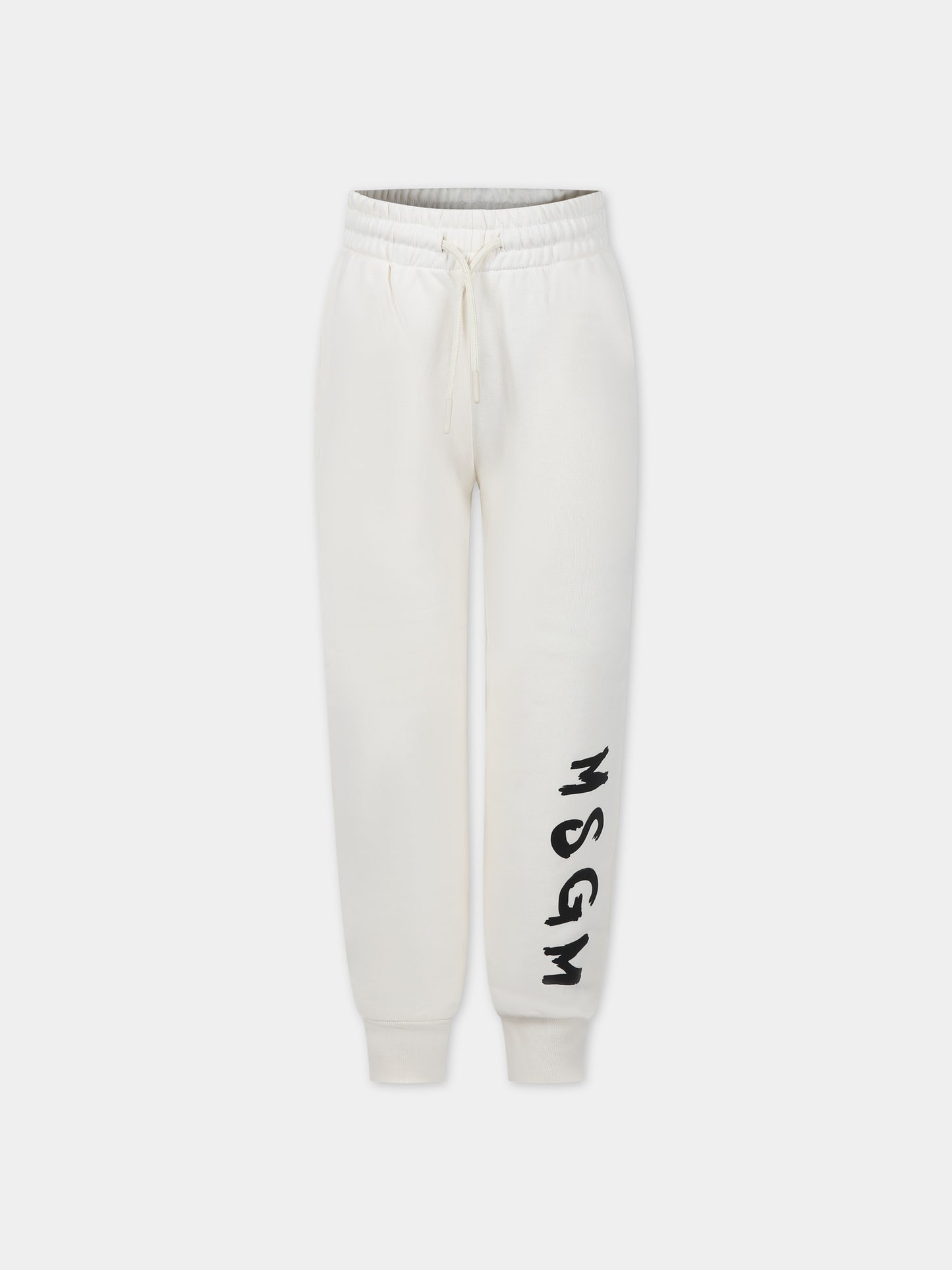 Pantaloni avorio per bambini con logo,Msgm Kids,F3MSJUFP027 013