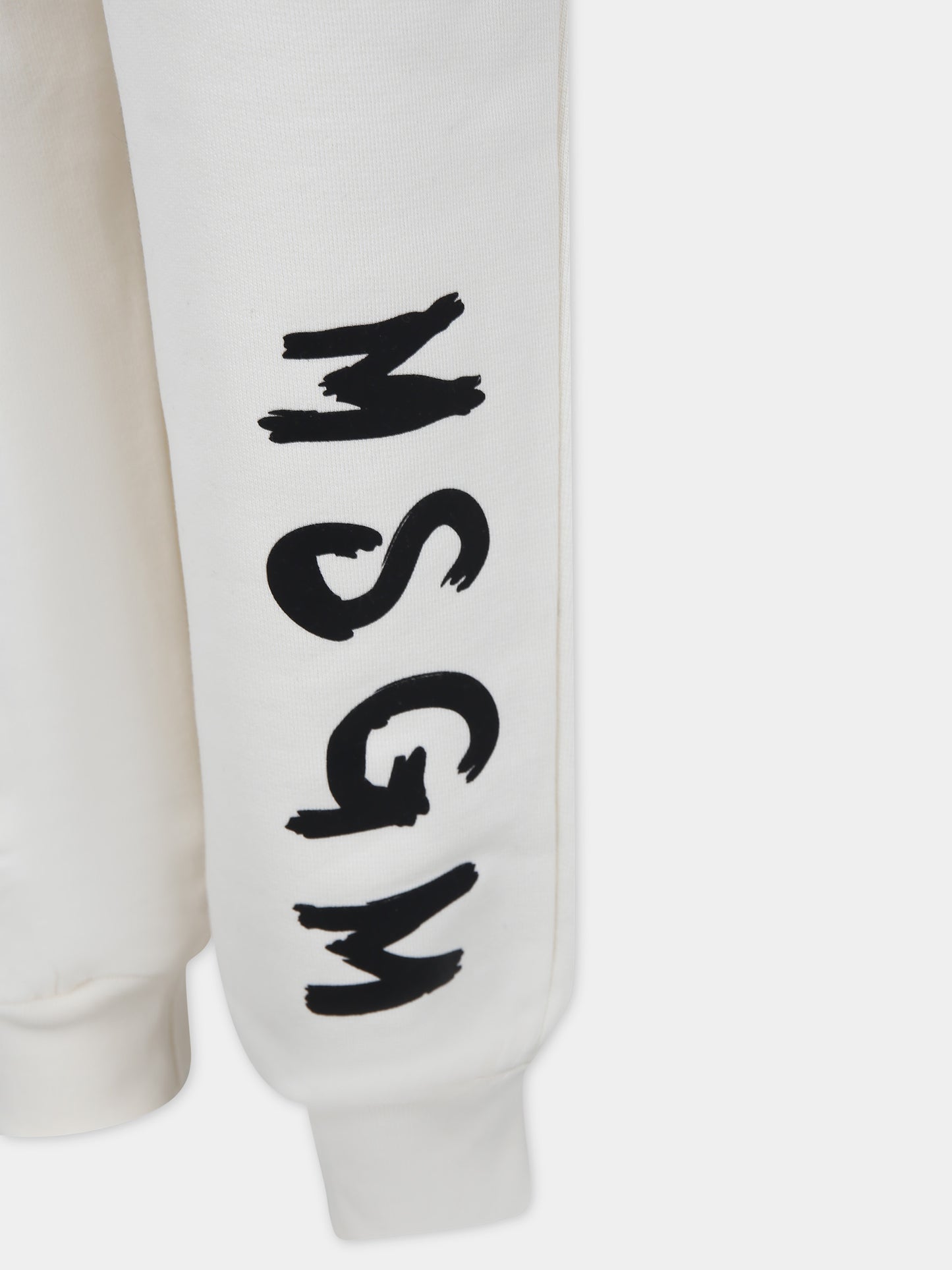 Pantaloni avorio per bambini con logo,Msgm Kids,F3MSJUFP027 013