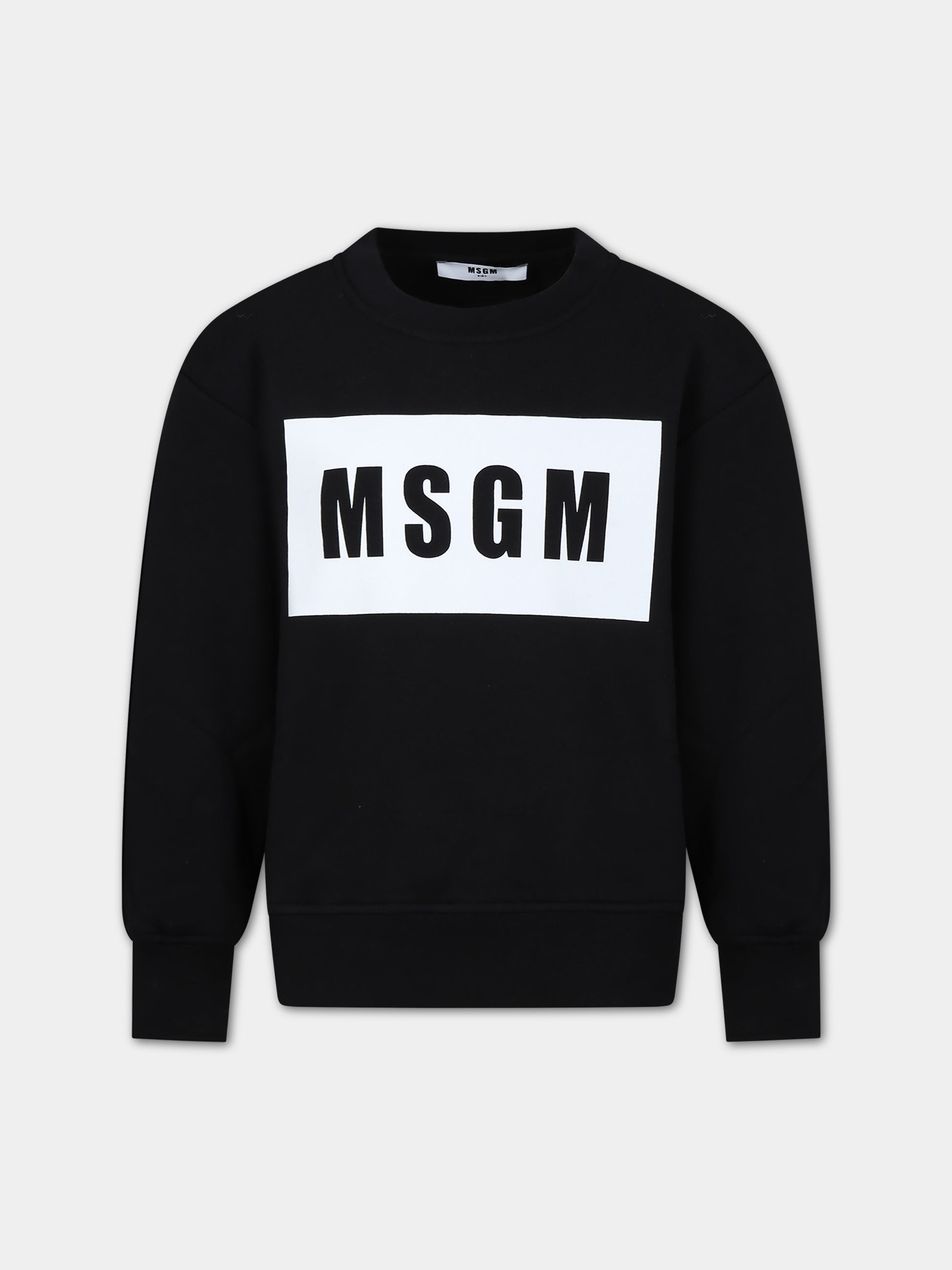 Felpa nera per bambini con logo,Msgm Kids,F3MSJUSW020 110