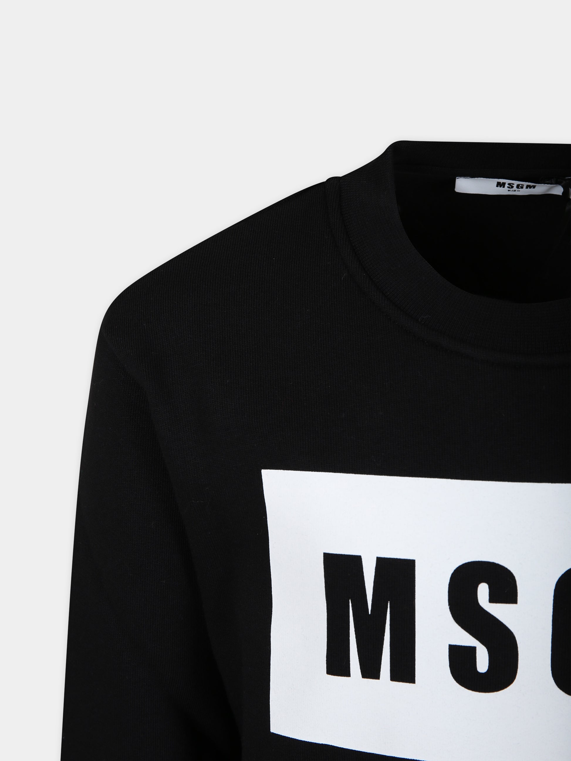 Felpa nera per bambini con logo,Msgm Kids,F3MSJUSW020 110