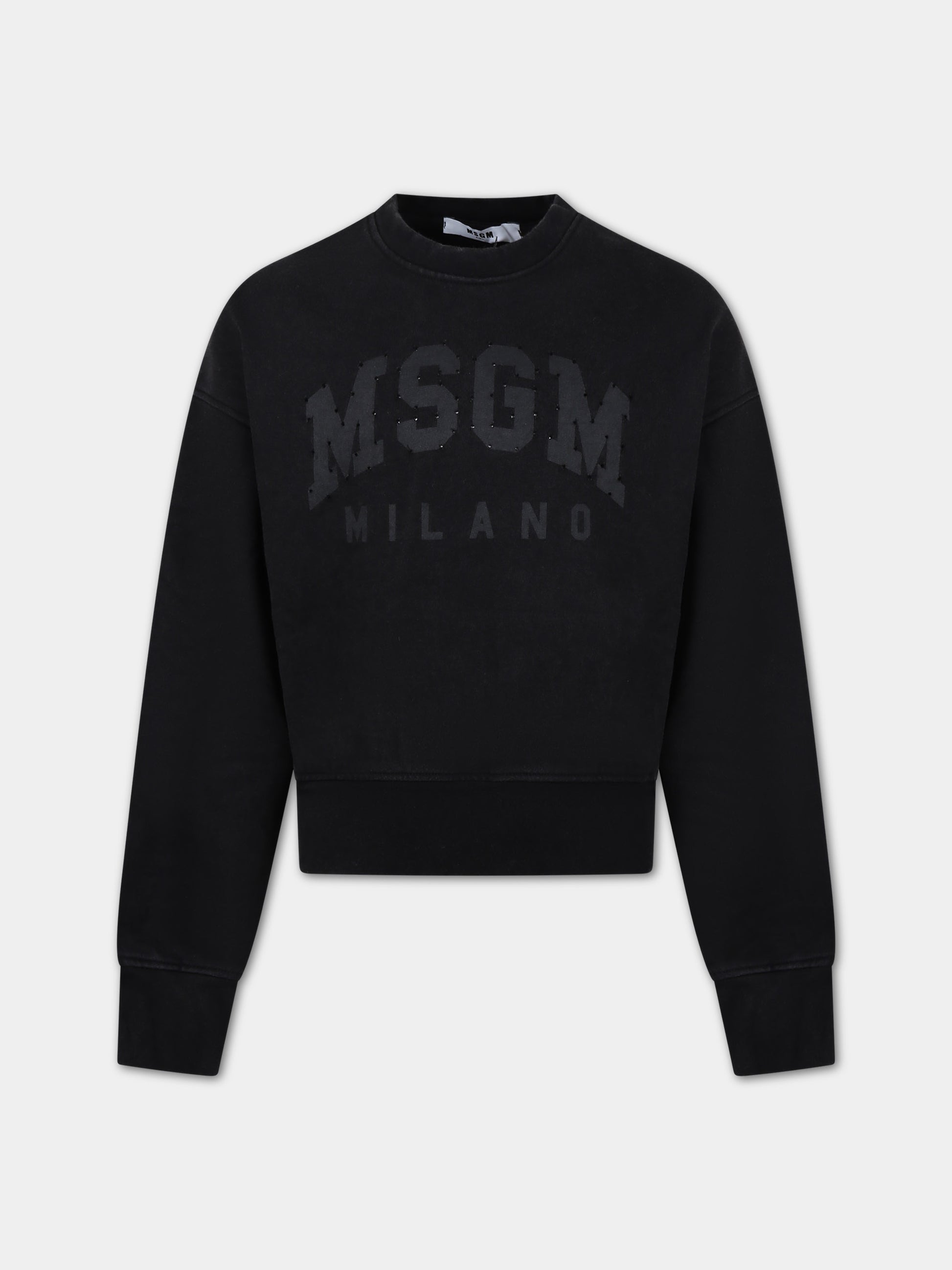 Felpa nera per bambini con logo,Msgm Kids,F3MSJUSW182 110