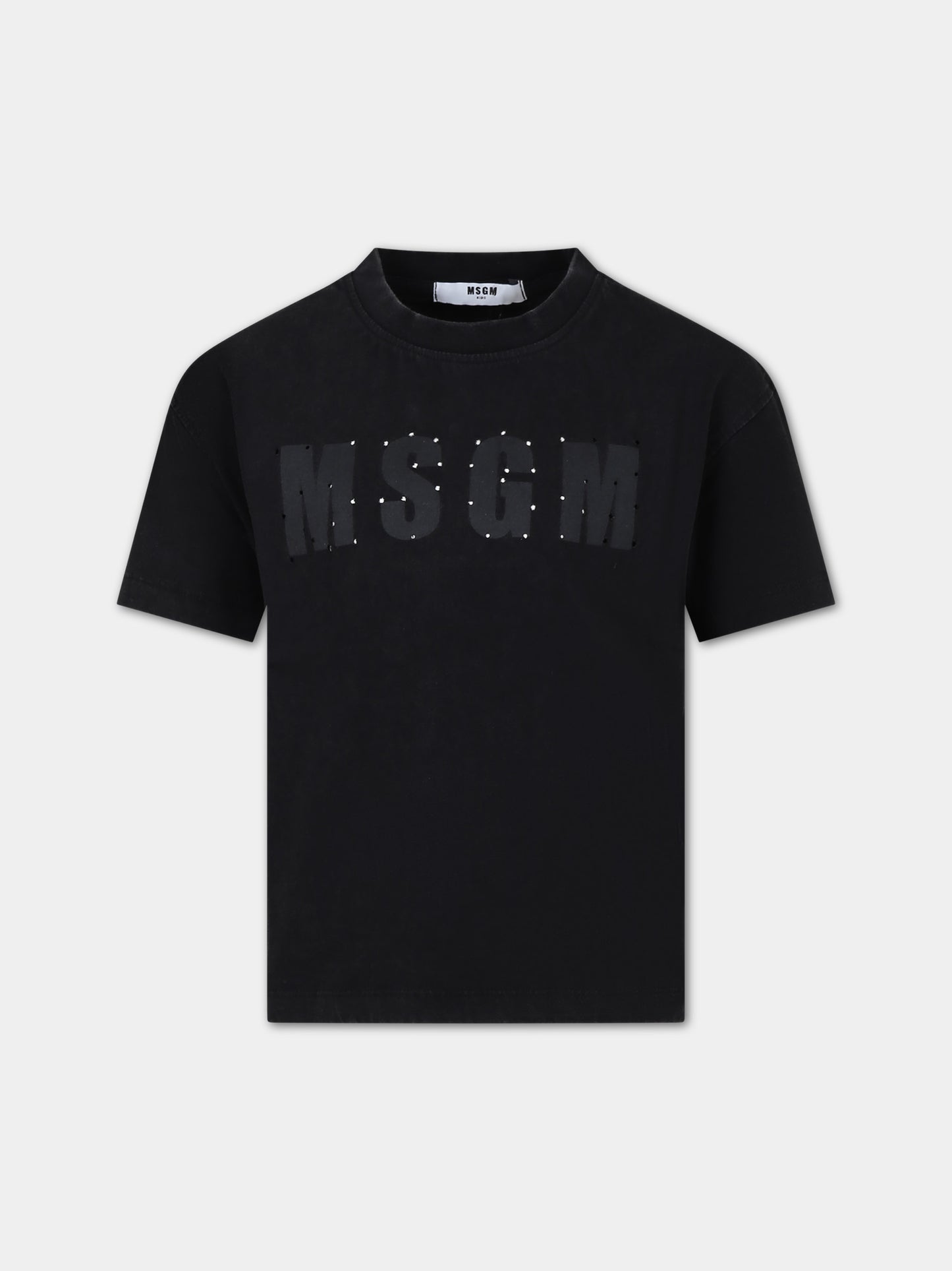 T-shirt nera per bambini con logo,Msgm Kids,F3MSJUTH181 110