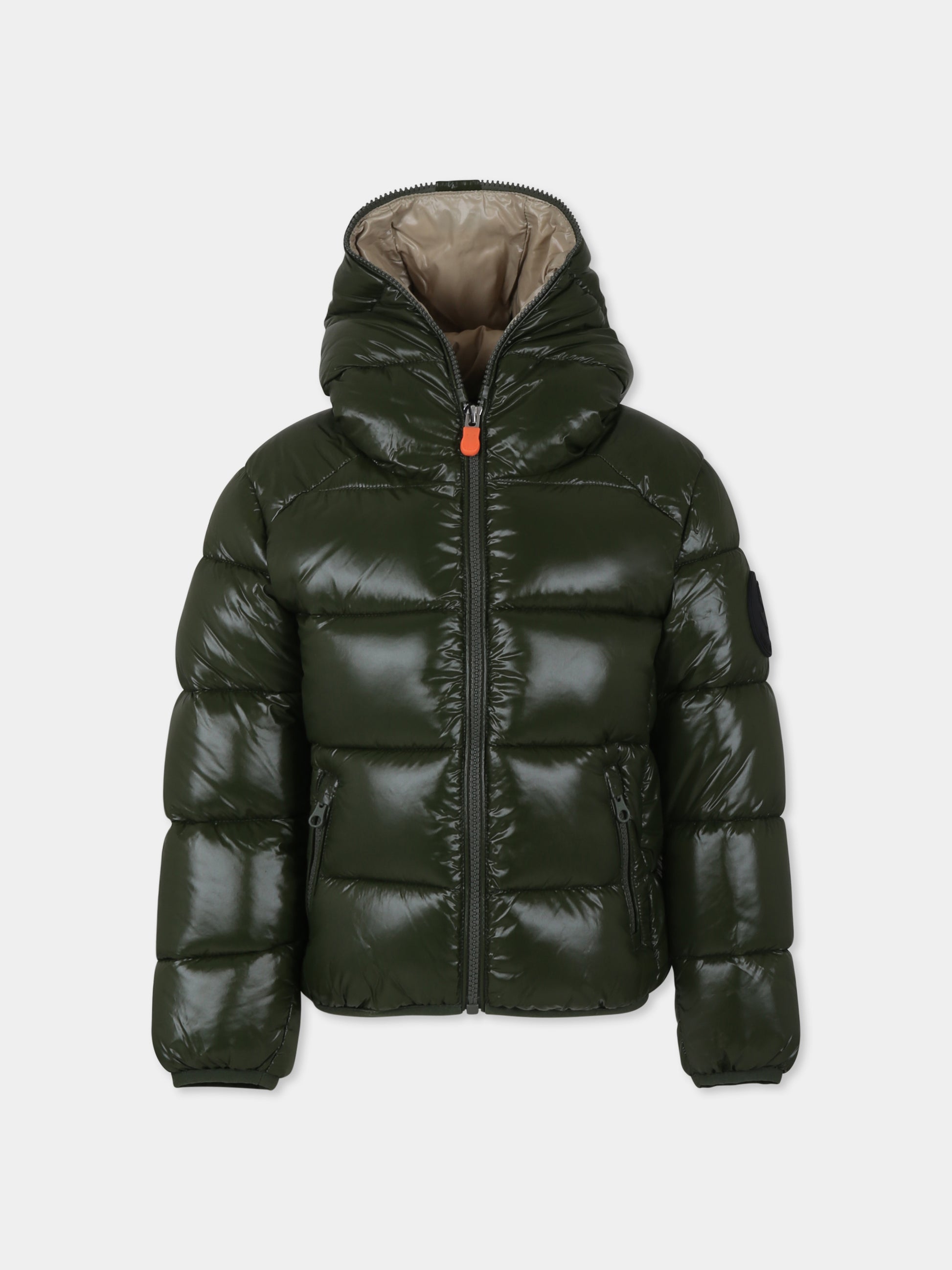 Piumino Artie verde per bambino con logo,Save The Duck Kids,J31280B LUCK19 50023