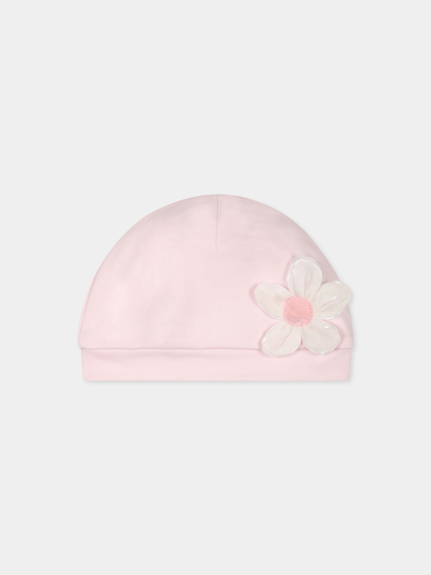 Cappello rosa per neonata con fiore,Monnalisa,35D003 4004 0091