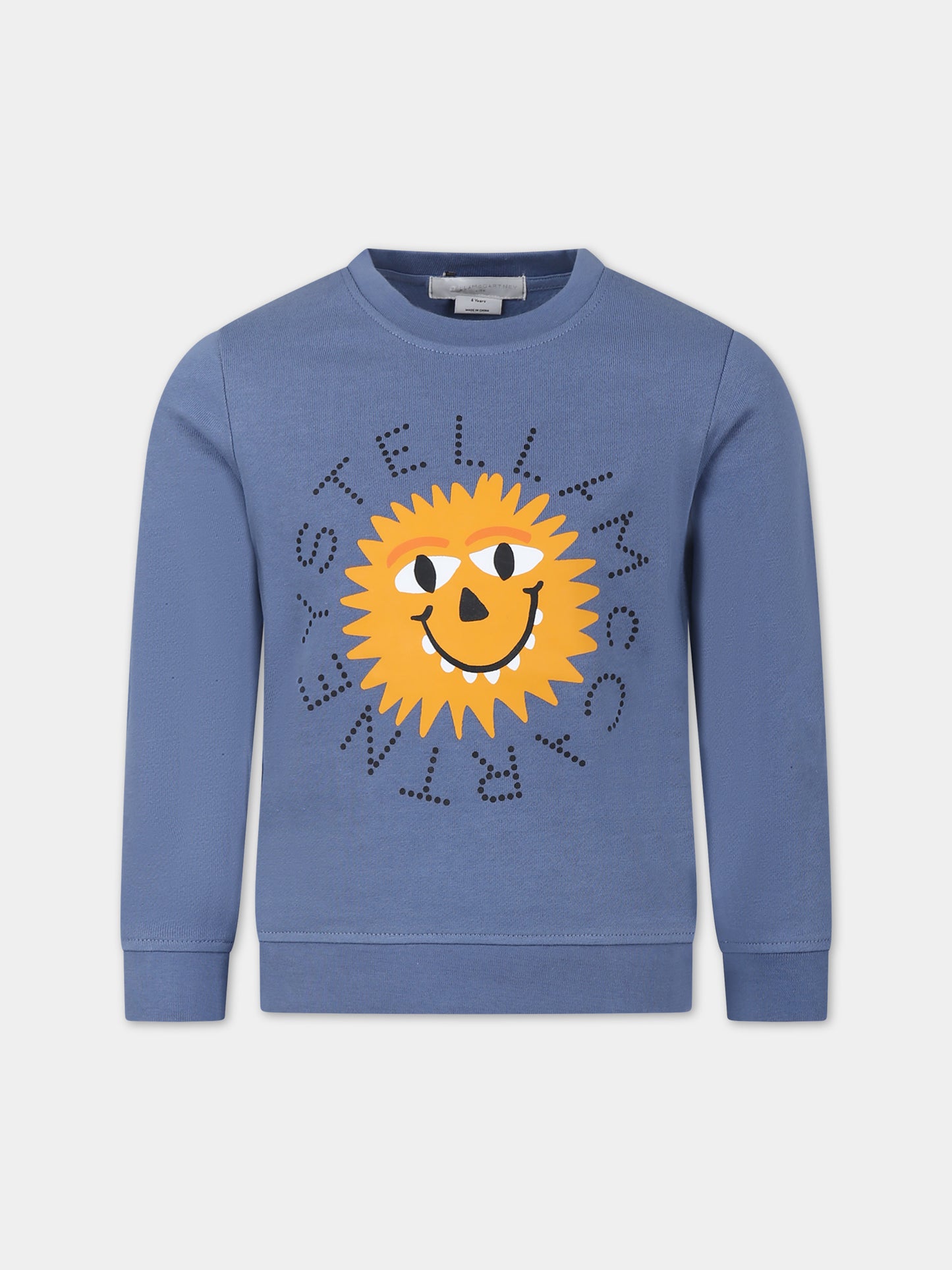 Felpa blu per bambino con stampa e logo,Stella Mccartney Kids,TT4R00 Z0447 668