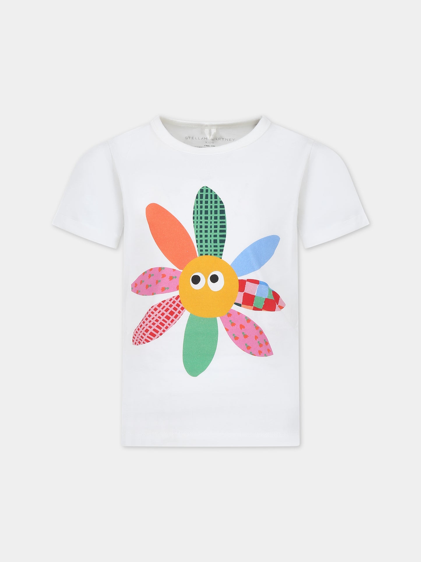 T-shirt avorio per bambina con logo multicolor,Stella Mccartney Kids,TT8C21 Z0434 101