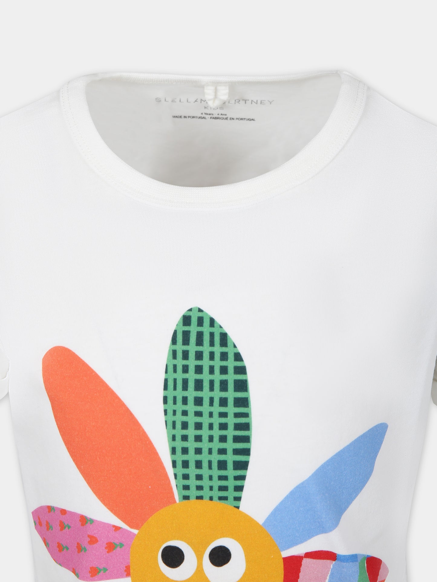 T-shirt avorio per bambina con logo multicolor,Stella Mccartney Kids,TT8C21 Z0434 101