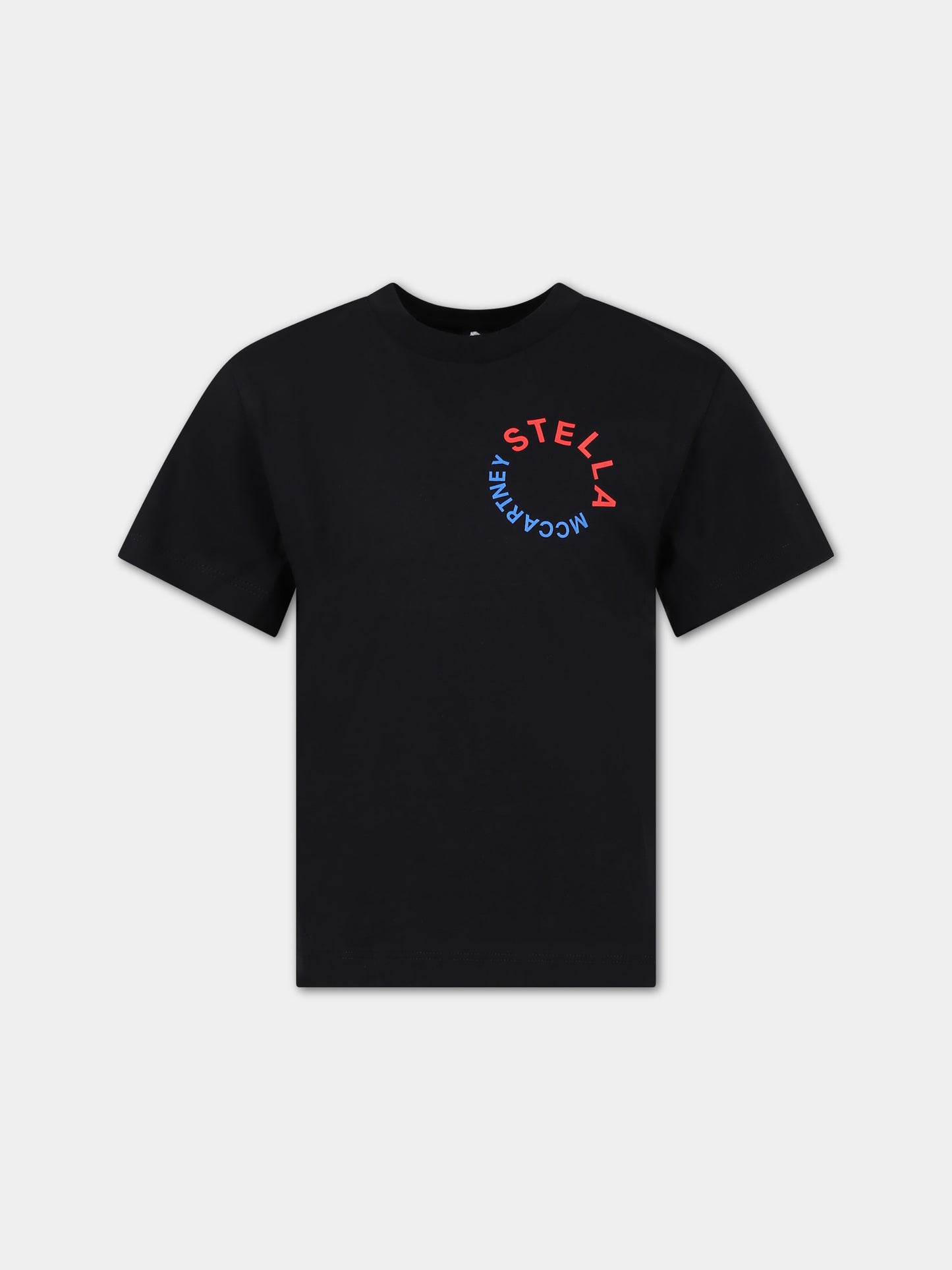 T-shirt nera per bambino con stampa multicolor,Stella Mccartney Kids,TT8P11 Z0434 930