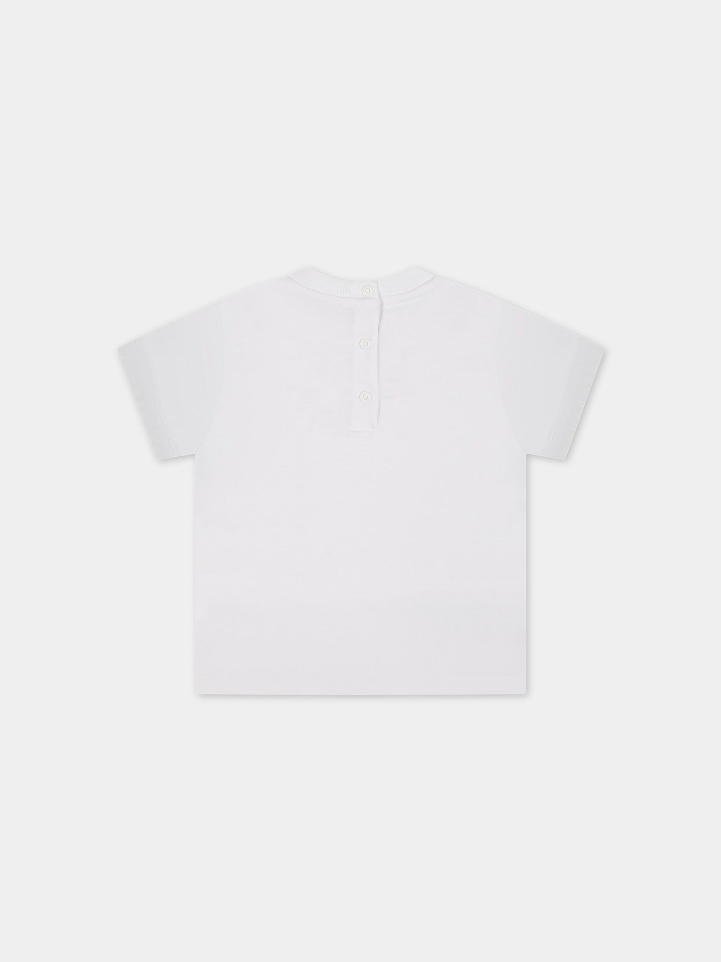 T-shirt bianca per neonati con logo oro,Balmain Kids,BT8631 Z0082 100OR