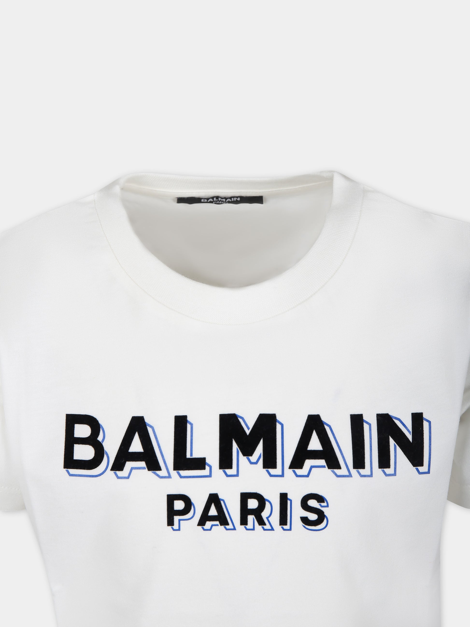 T-shirt bianca per bambina con logo,Balmain Kids,BT8P01 Z0057 102