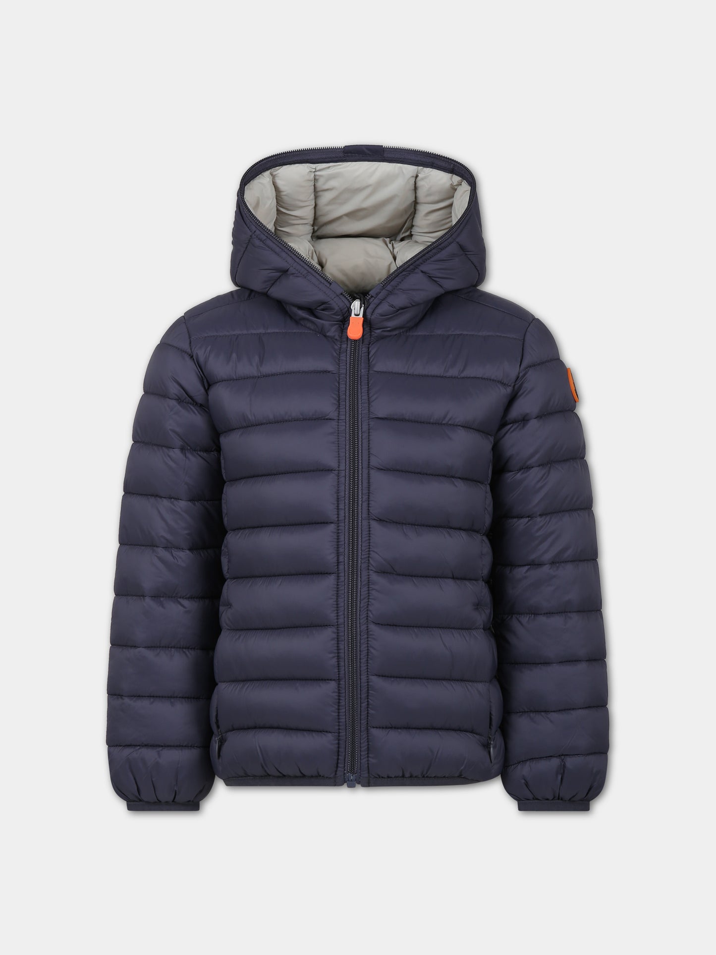 Piumino blu per bambino con logo,Save The Duck Kids,J30650B GIGA17 10017