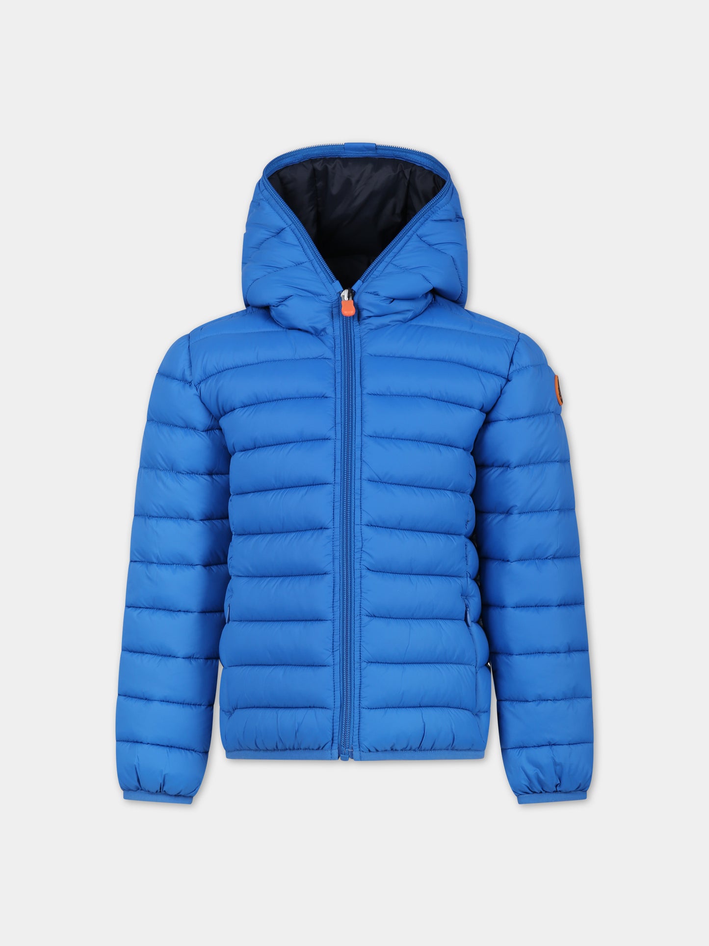 Piumino Dony azzurro per bambino con logo,Save The Duck Kids,J30650B GIGA17 90058