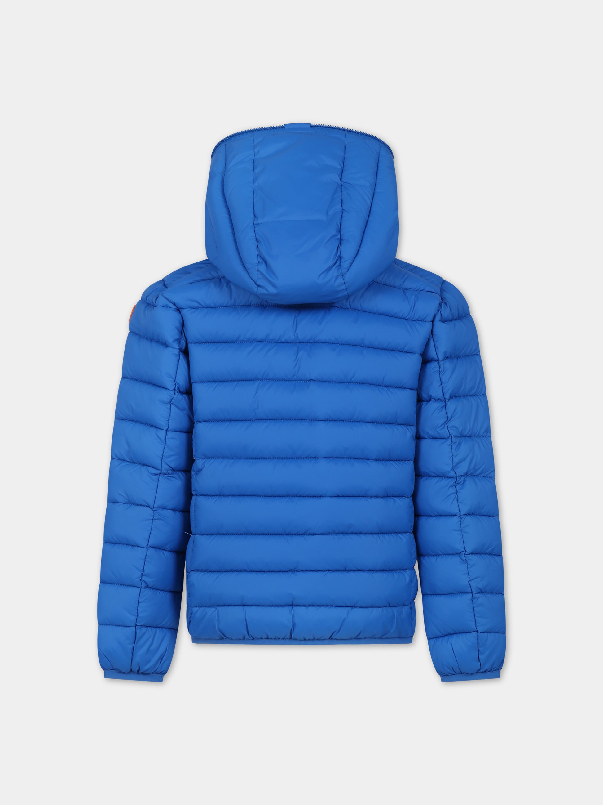 Piumino Dony azzurro per bambino con logo,Save The Duck Kids,J30650B GIGA17 90058