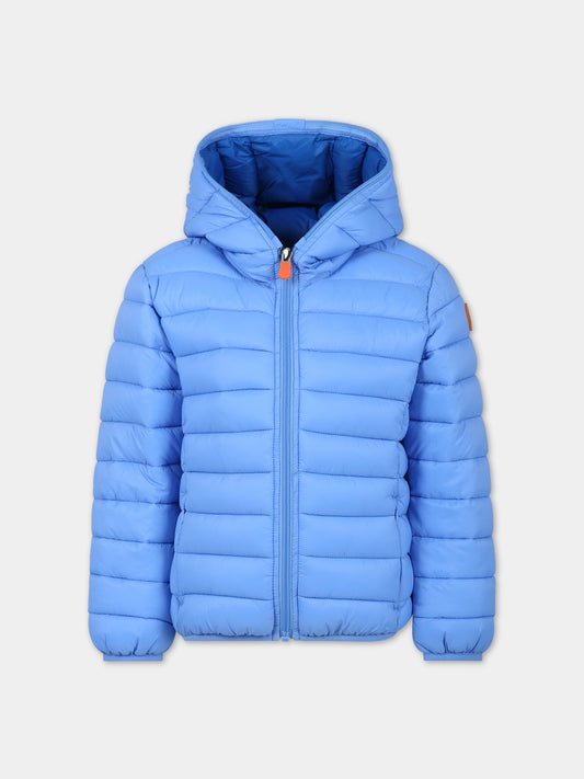 Piumino Dony azzurro per bambino con logo,Save The Duck Kids,J30650B GIGA17 90059