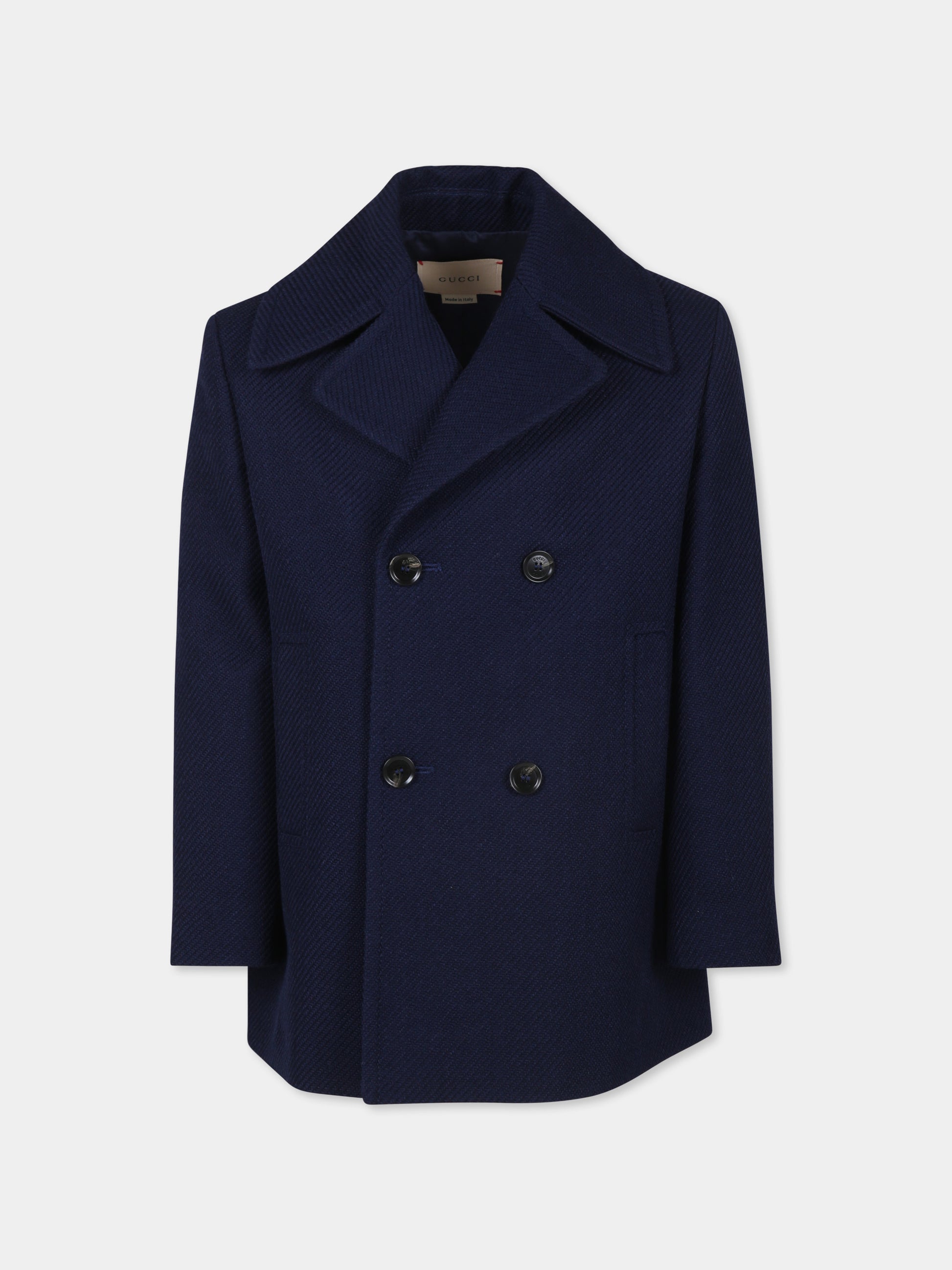 Cappotto blu per bambini con logo,Gucci Kids,784498 XWA15 4804