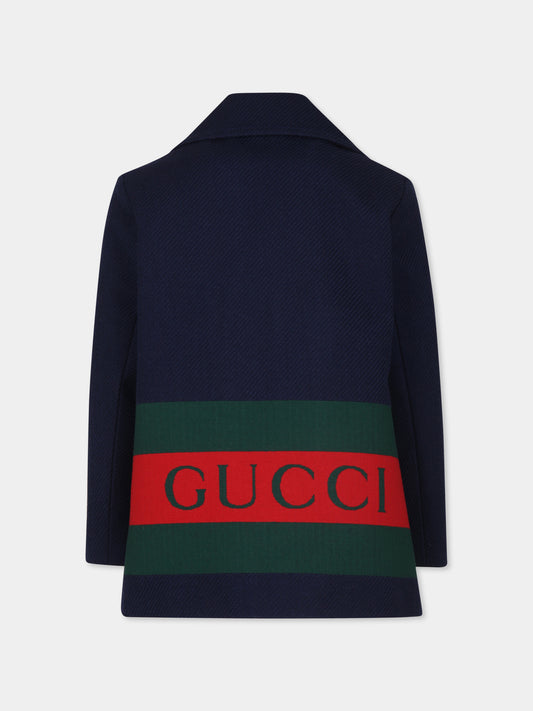 Cappotto blu per bambini con logo,Gucci Kids,784498 XWA15 4804