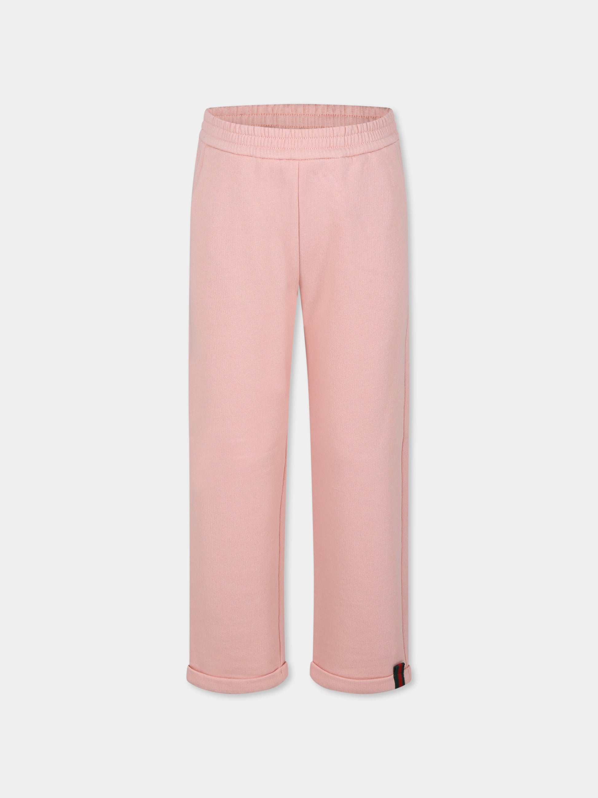 Pantaloni rosa per bambina con dettaglio Web,Gucci Kids,786753 XJGPC 5658