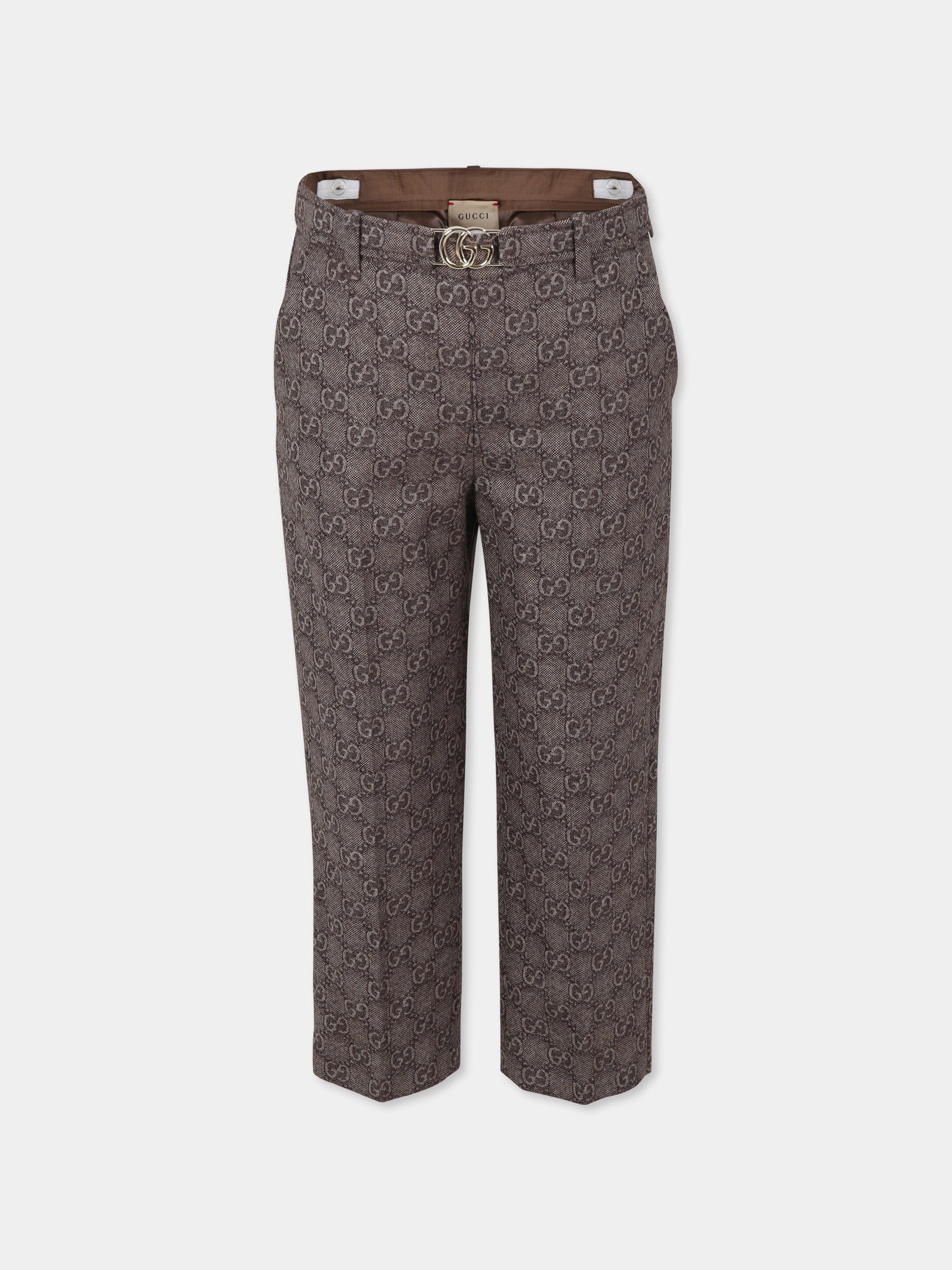 Pantaloni marroni per bambina con GG,Gucci Kids,788028 ZAQFK 2325