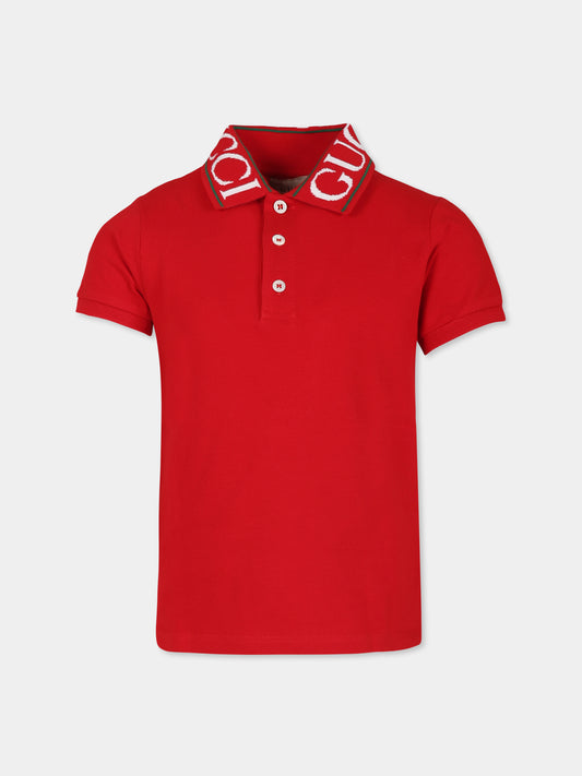 Polo rossa per bambino con logo,Gucci Kids,573882 XJGND 6300