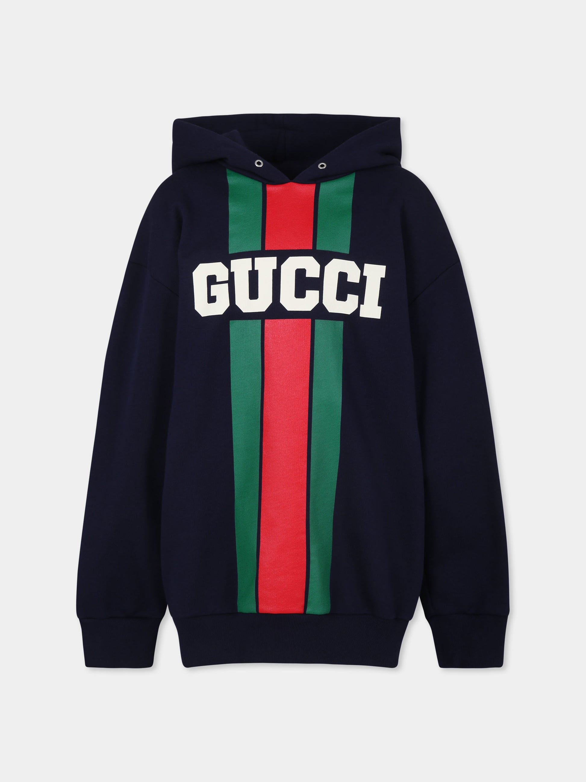 Felpa over blu per bambini con logo,Gucci Kids,791861 XJGOF 4392