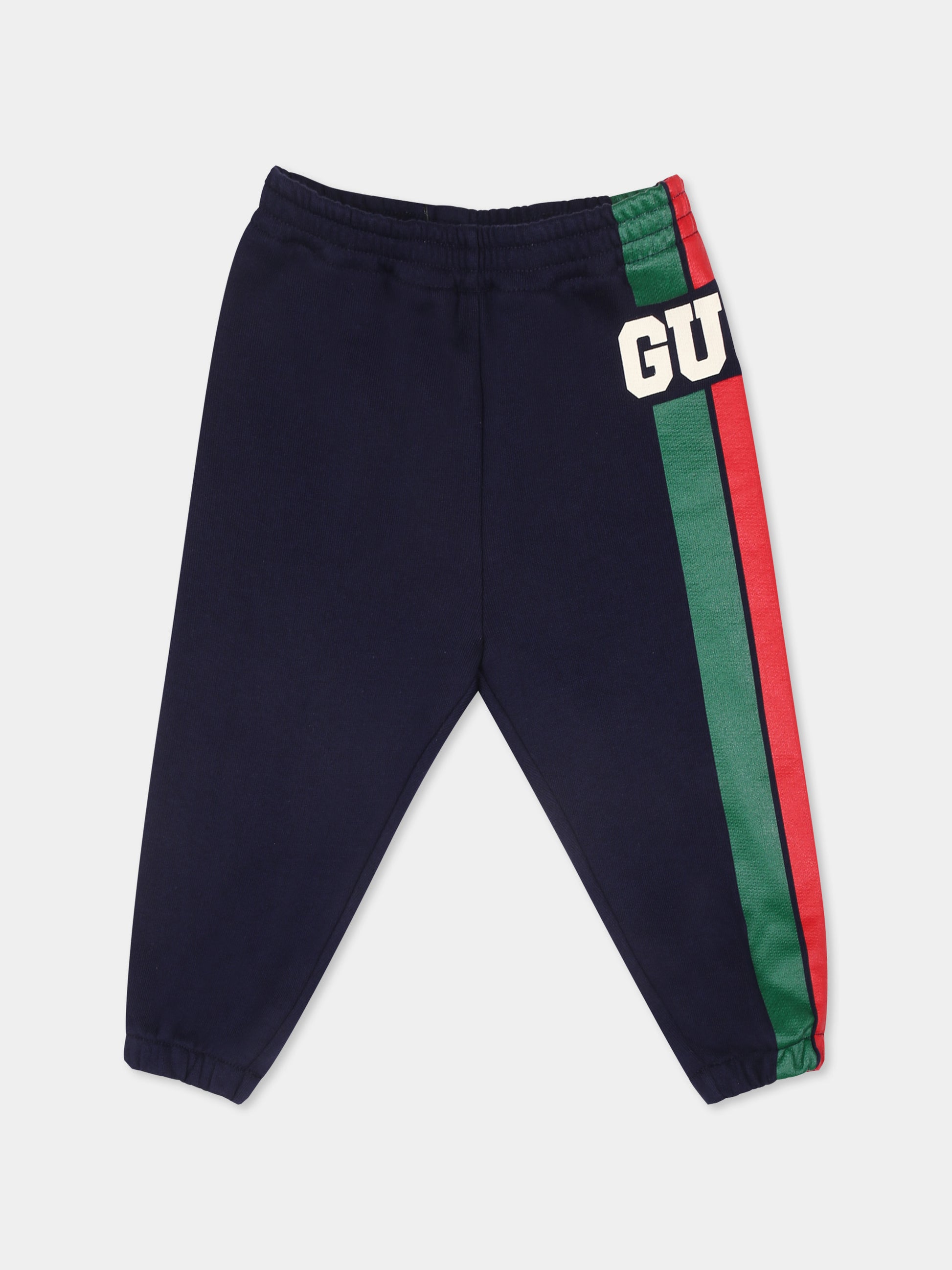 Pantaloni blu per neonato con logo,Gucci Kids,791933 XJGOF 4392