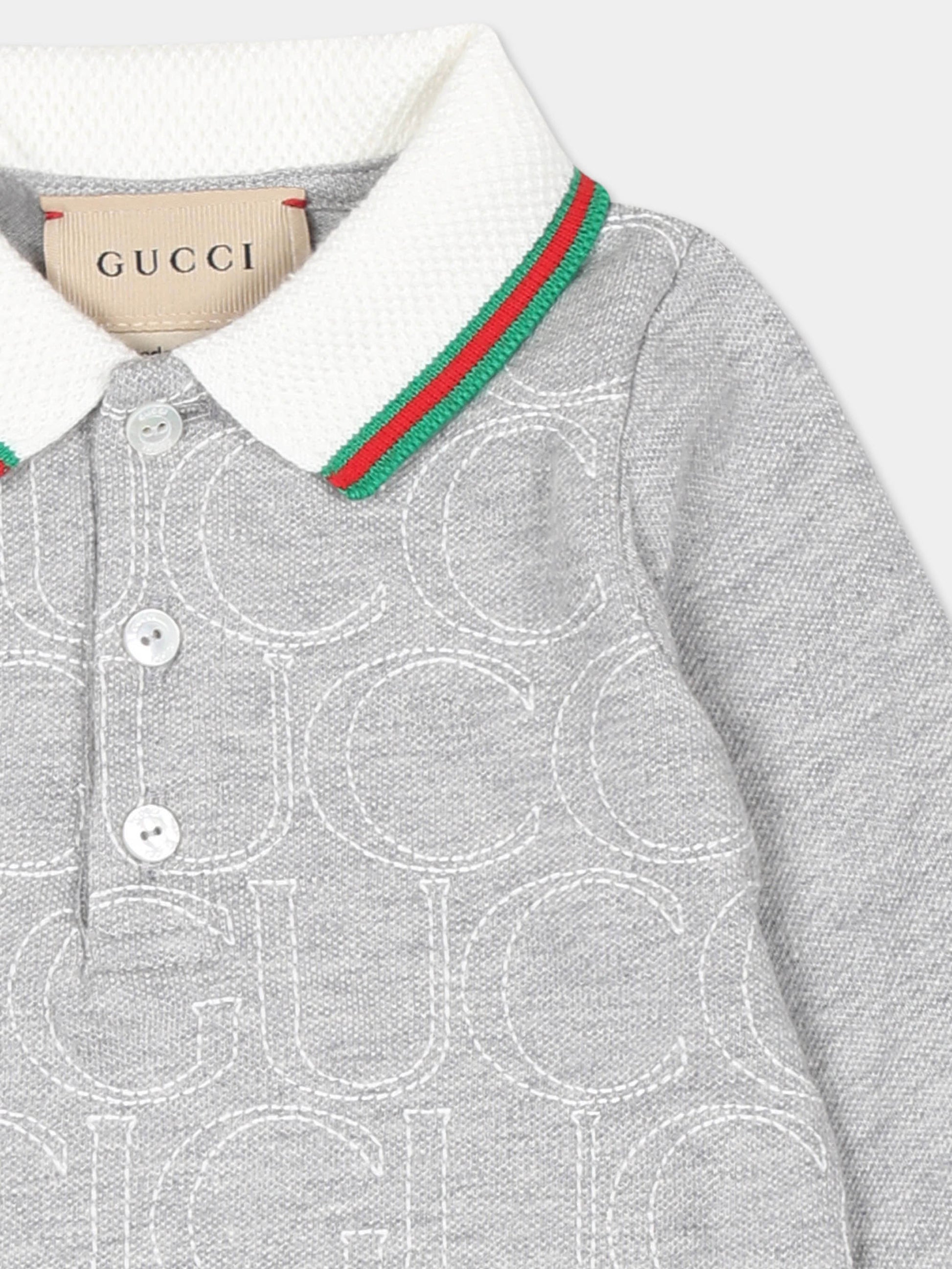 Tutina grigia per neonati con logo,Gucci Kids,793379 XJGNE 1049