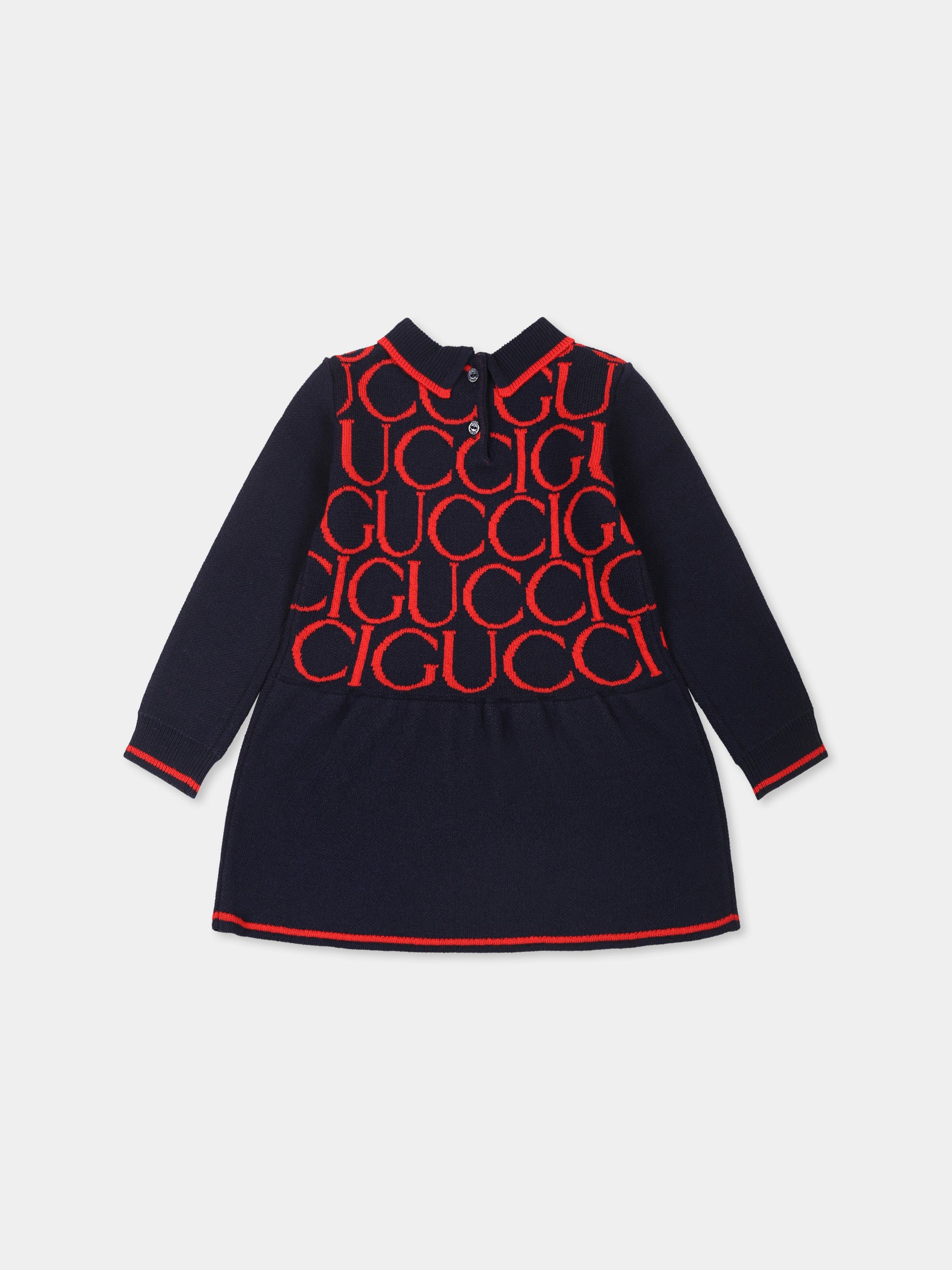 Vestito blu per neonata con logo Gucci magazine,Gucci Kids,788080 XKD6Q 4025