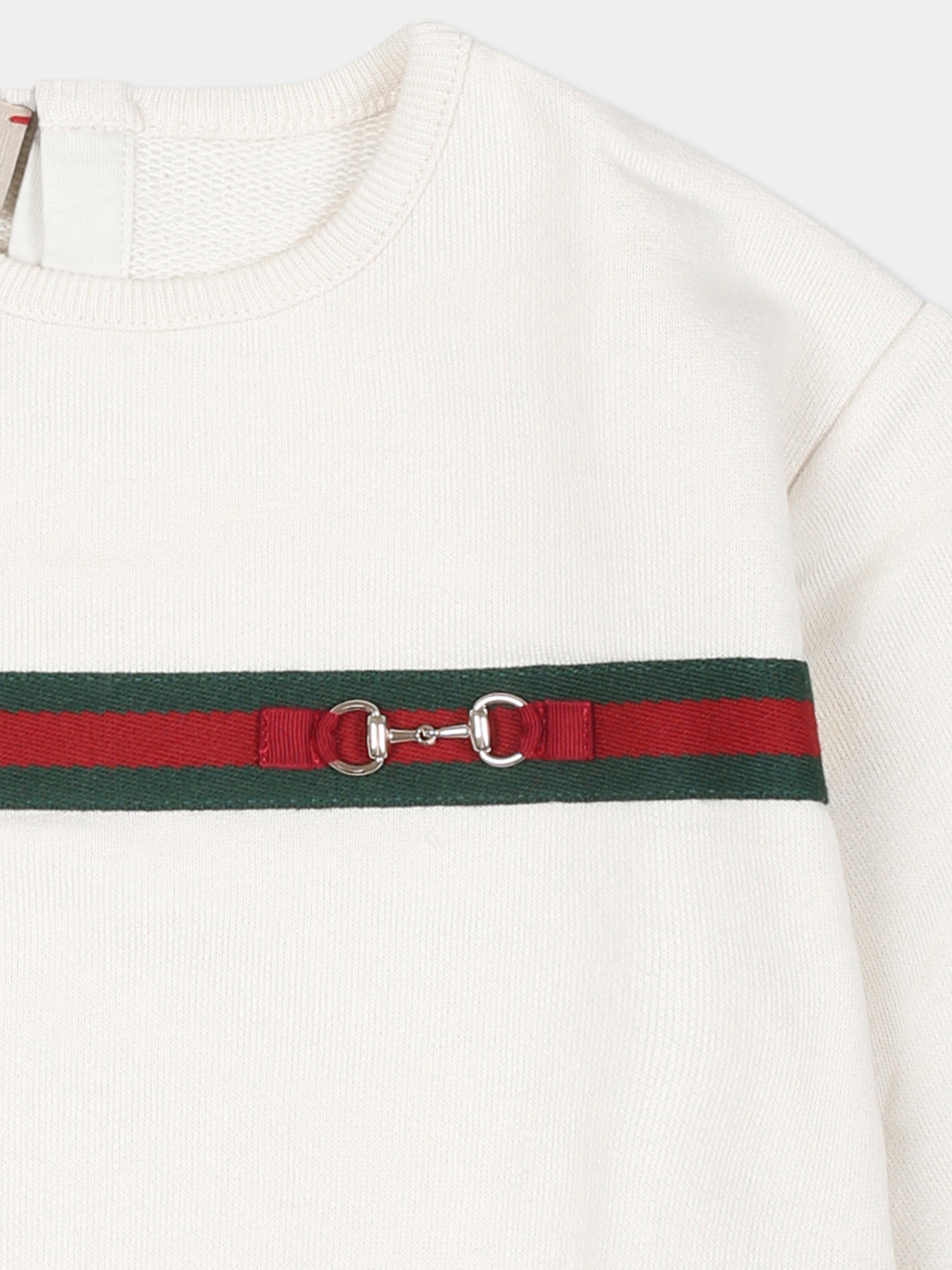 Felpa avorio per neonata con morsetto,Gucci Kids,767900 XJGPC 9692