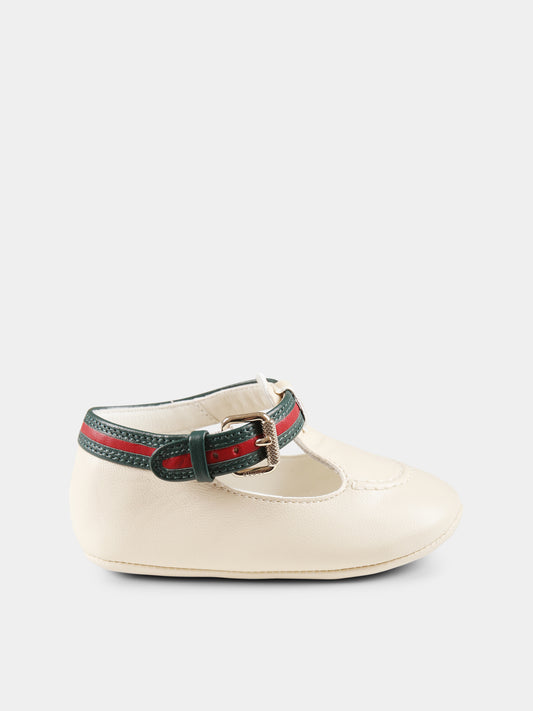 Occhi di bue avorio per neonati con dettaglio Web,Gucci Kids,793040 1D730 9553