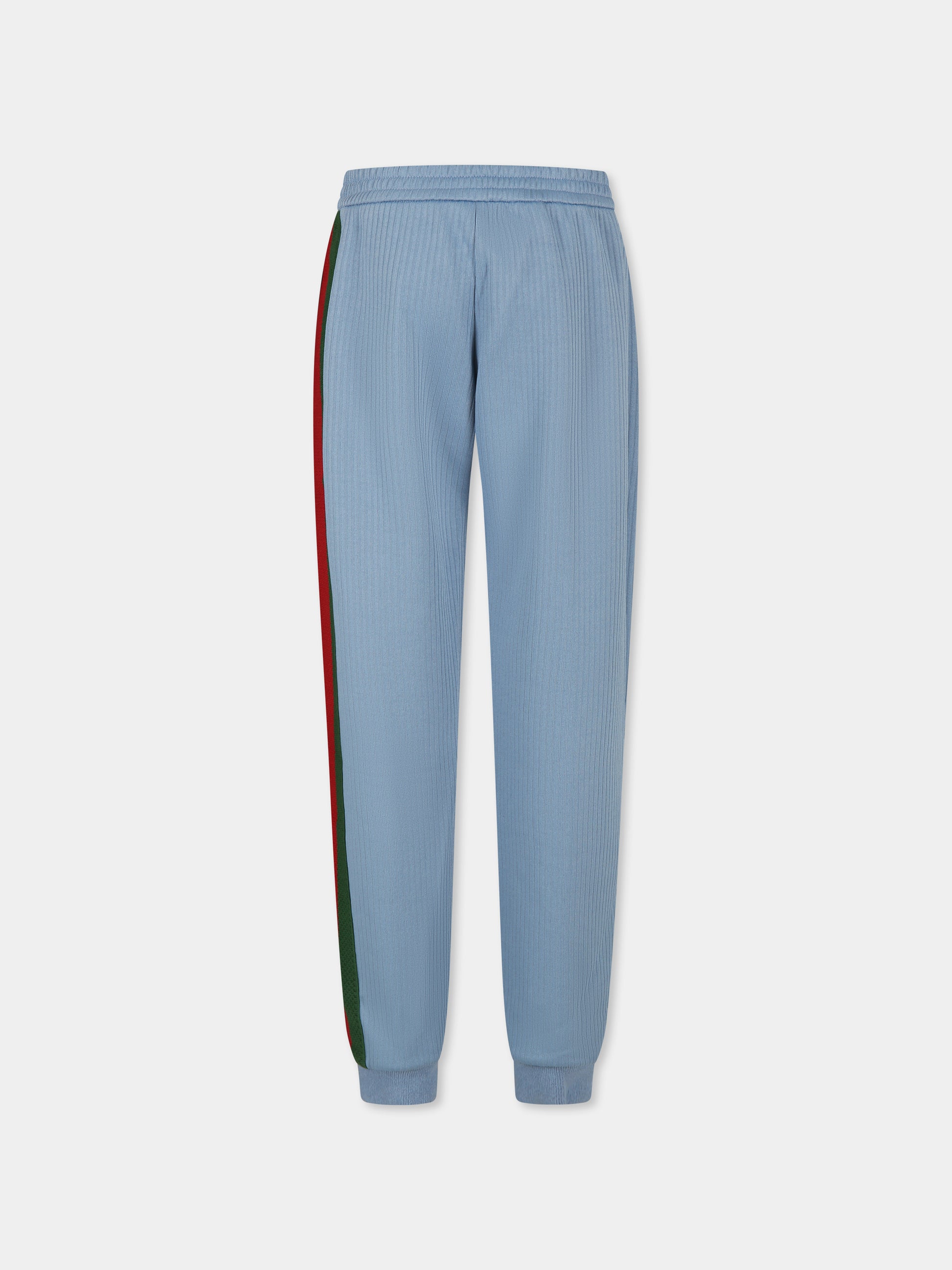 Pantaloni celesti per bambini con dettaglio Web,Gucci Kids,781513 XJGIZ 4565