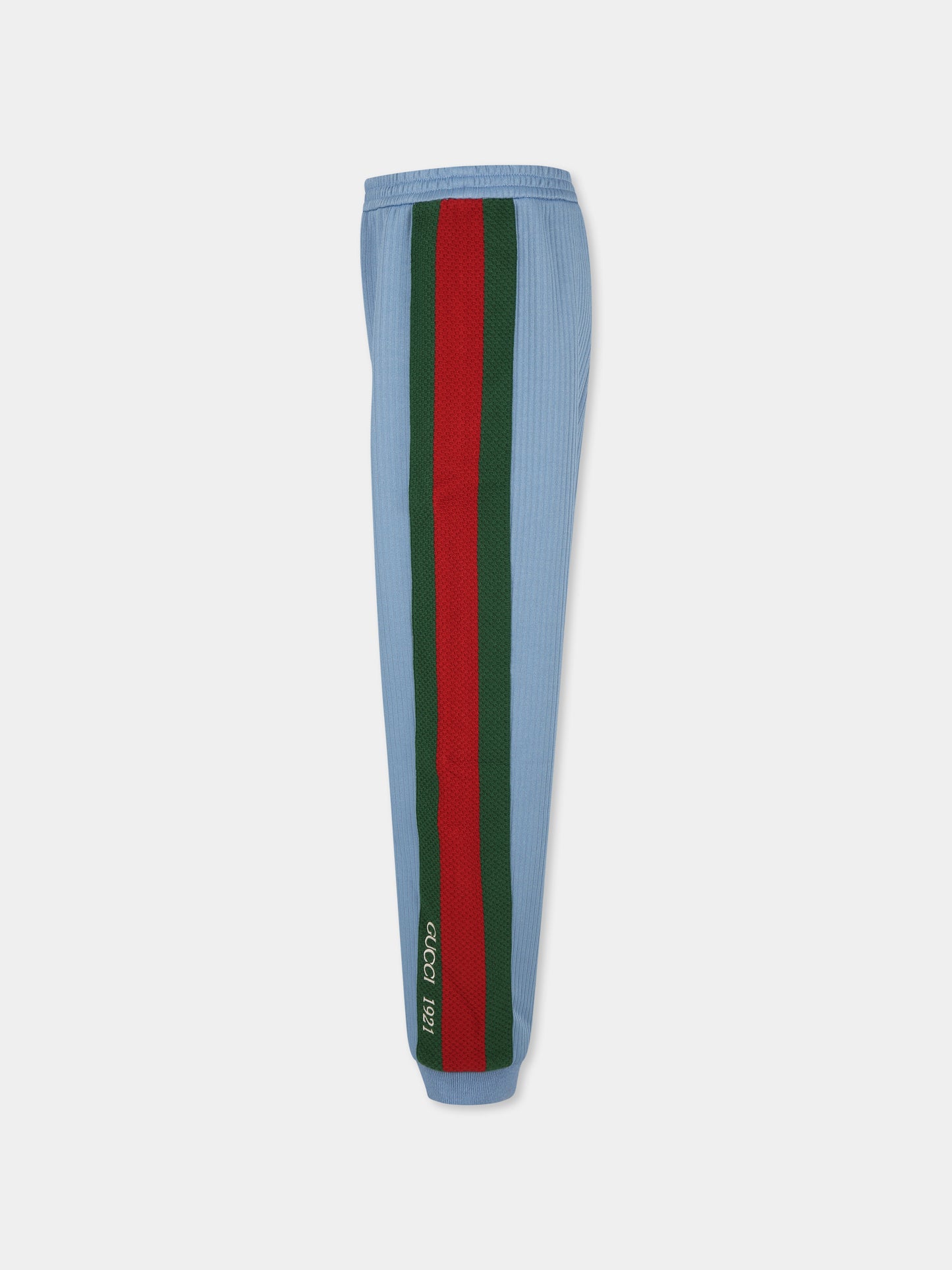 Pantaloni celesti per bambini con dettaglio Web,Gucci Kids,781513 XJGIZ 4565